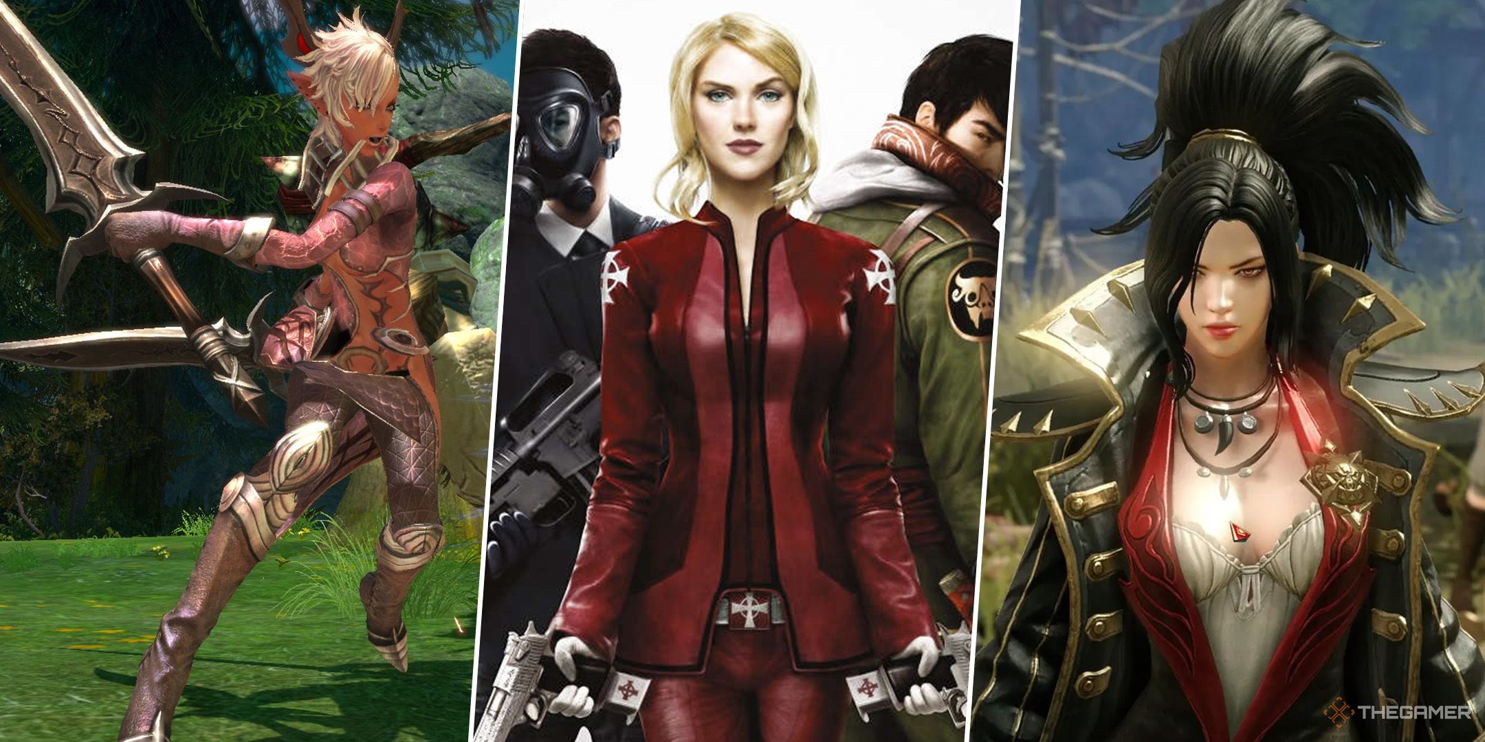 A split image featuring the MMORPGs Tera, The Secret World, and Lost Ark.