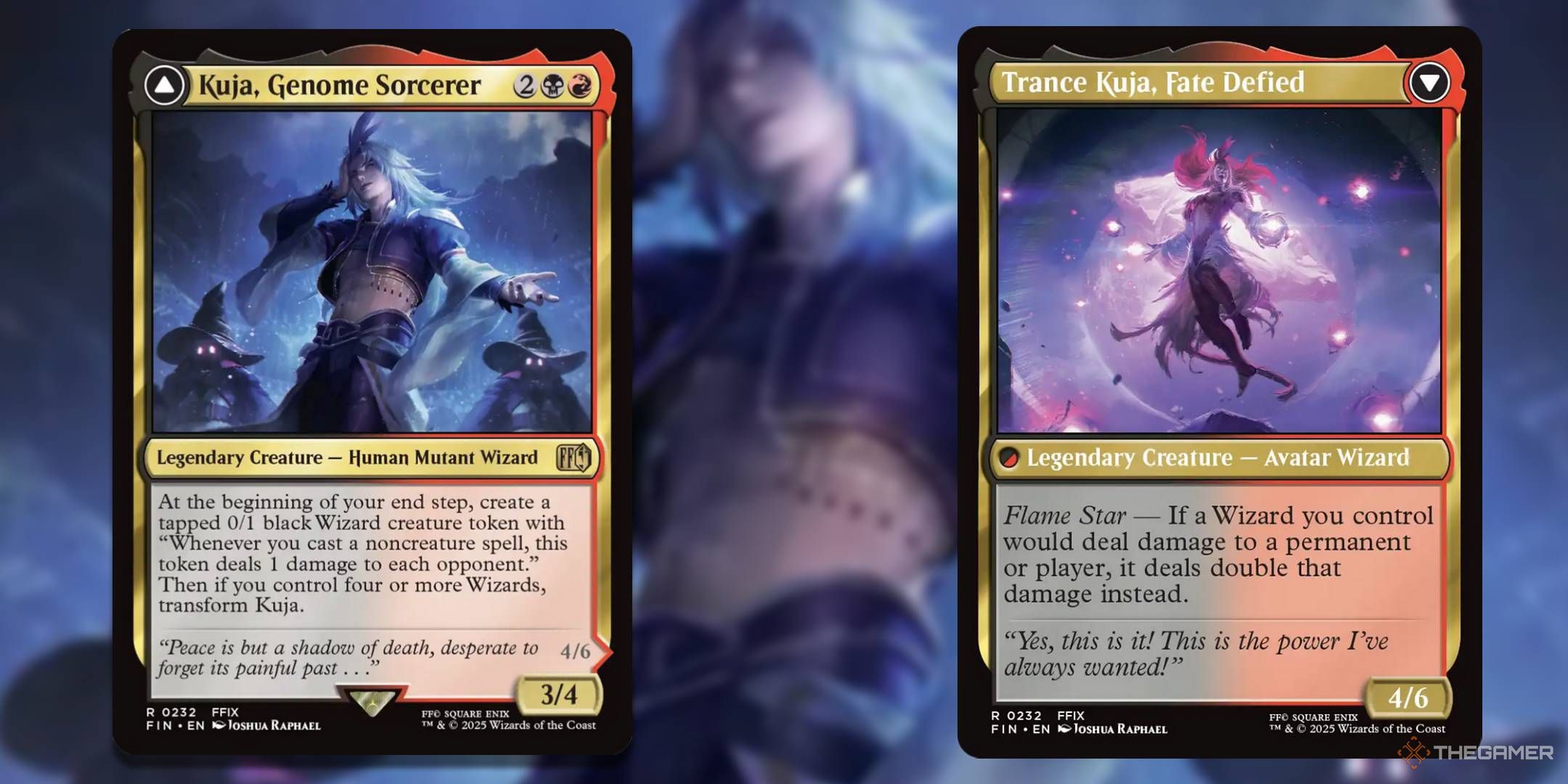 MTG Kuja, Genome Sorcerer card with the art in the background.