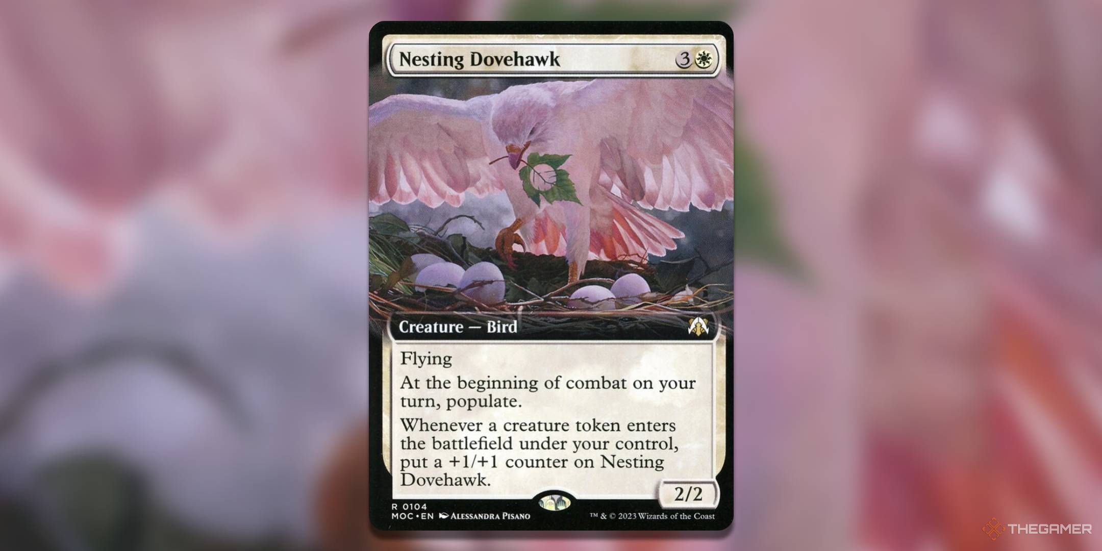 MTG Nesting Dovehawk showing a dove making a nest.