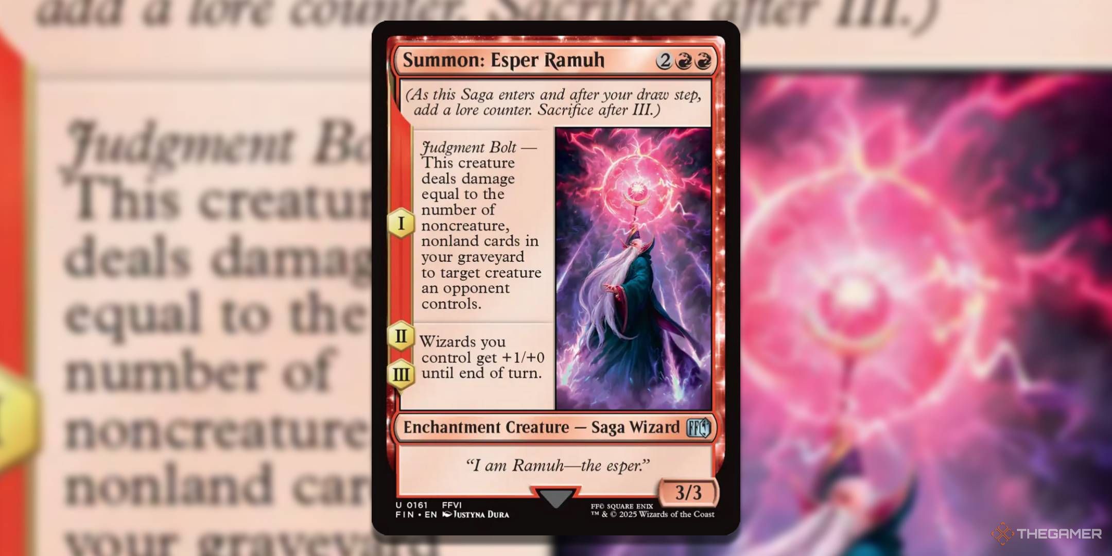 MTG Summon Esper Ramuh card with the art in the background.