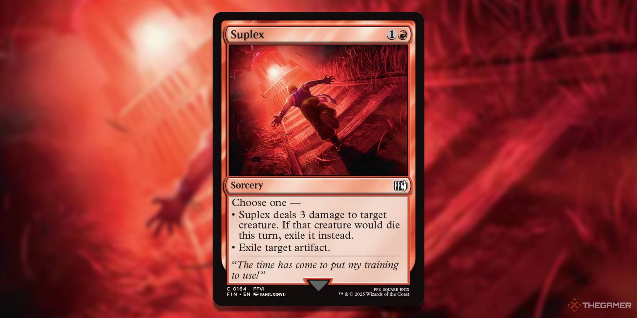 MTG Suplex card with the art in the background.