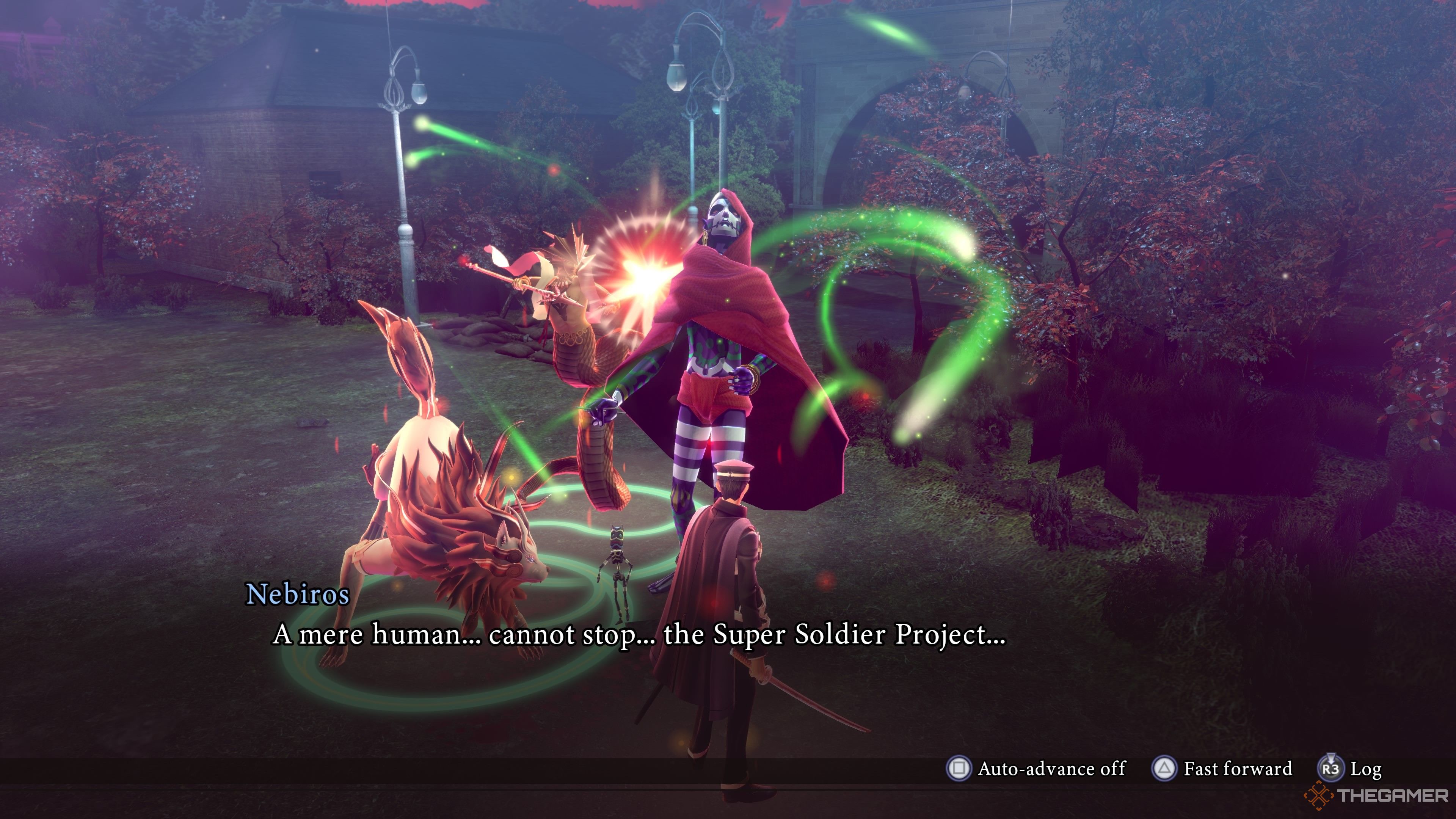 Nebiros upon losing the miniboss battle, talking about the Super Soldier Project in Raidou Remastered The Mystery of the Soulless Army.