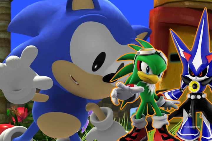 sonic about to grab jet and neo metal sonic.