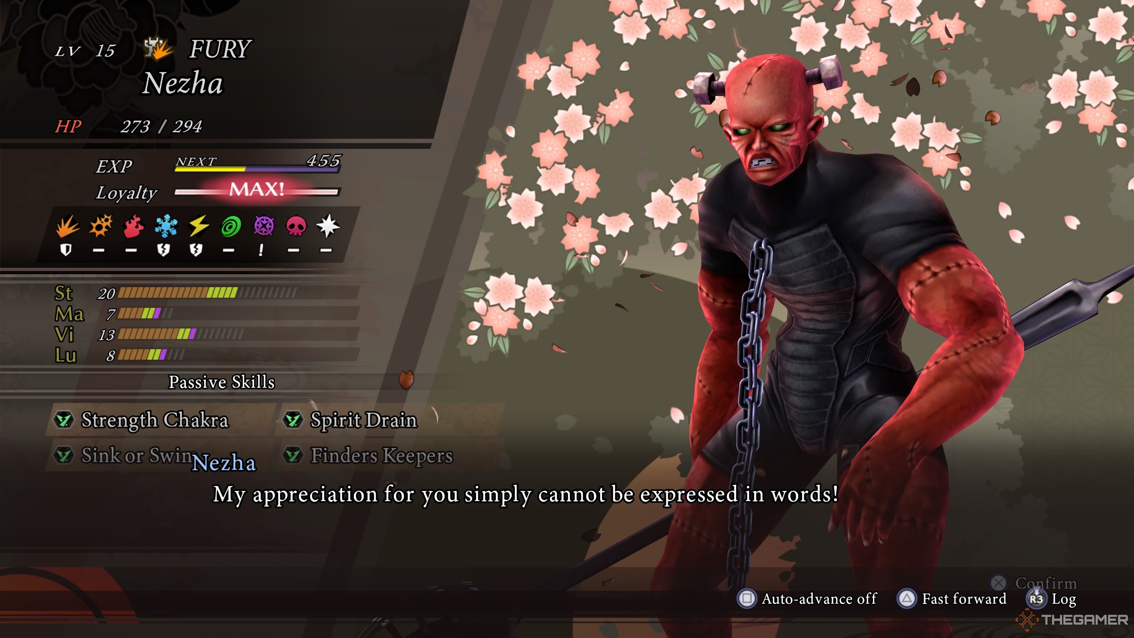 Nezha on maxing loyalty in Raidou Remastered The Mystery of the Soulless Army..
