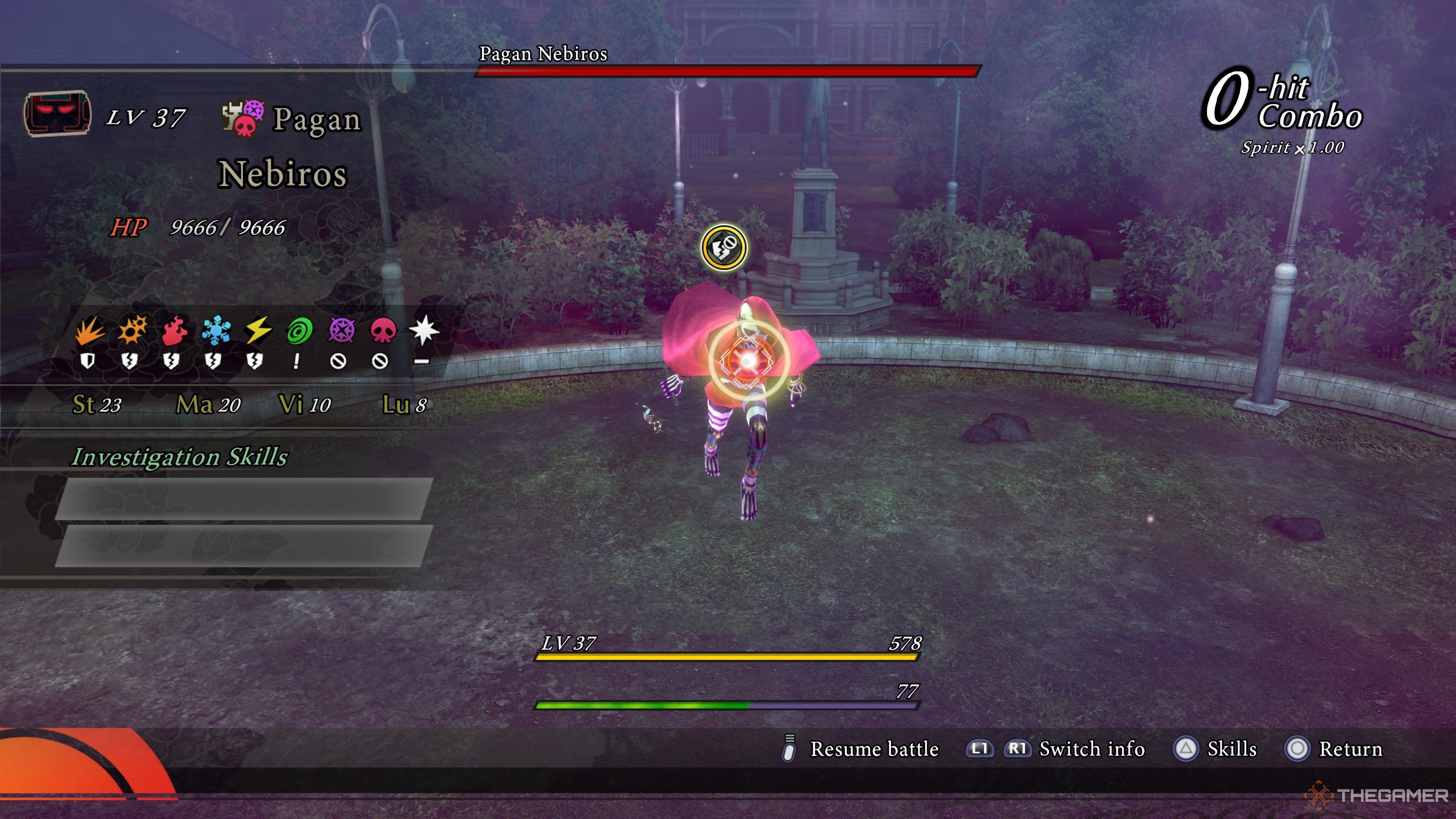 Pagan Nebiros affinities in Raidou Remastered The Mystery of the Soulless Army.