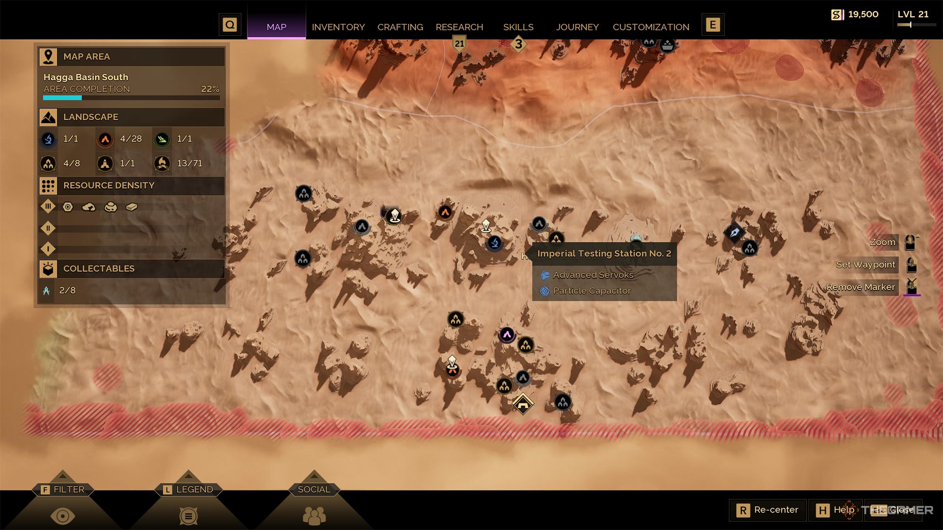 The map showing the location of Imperial Testing Station No. 2 in Dune: Awakening.