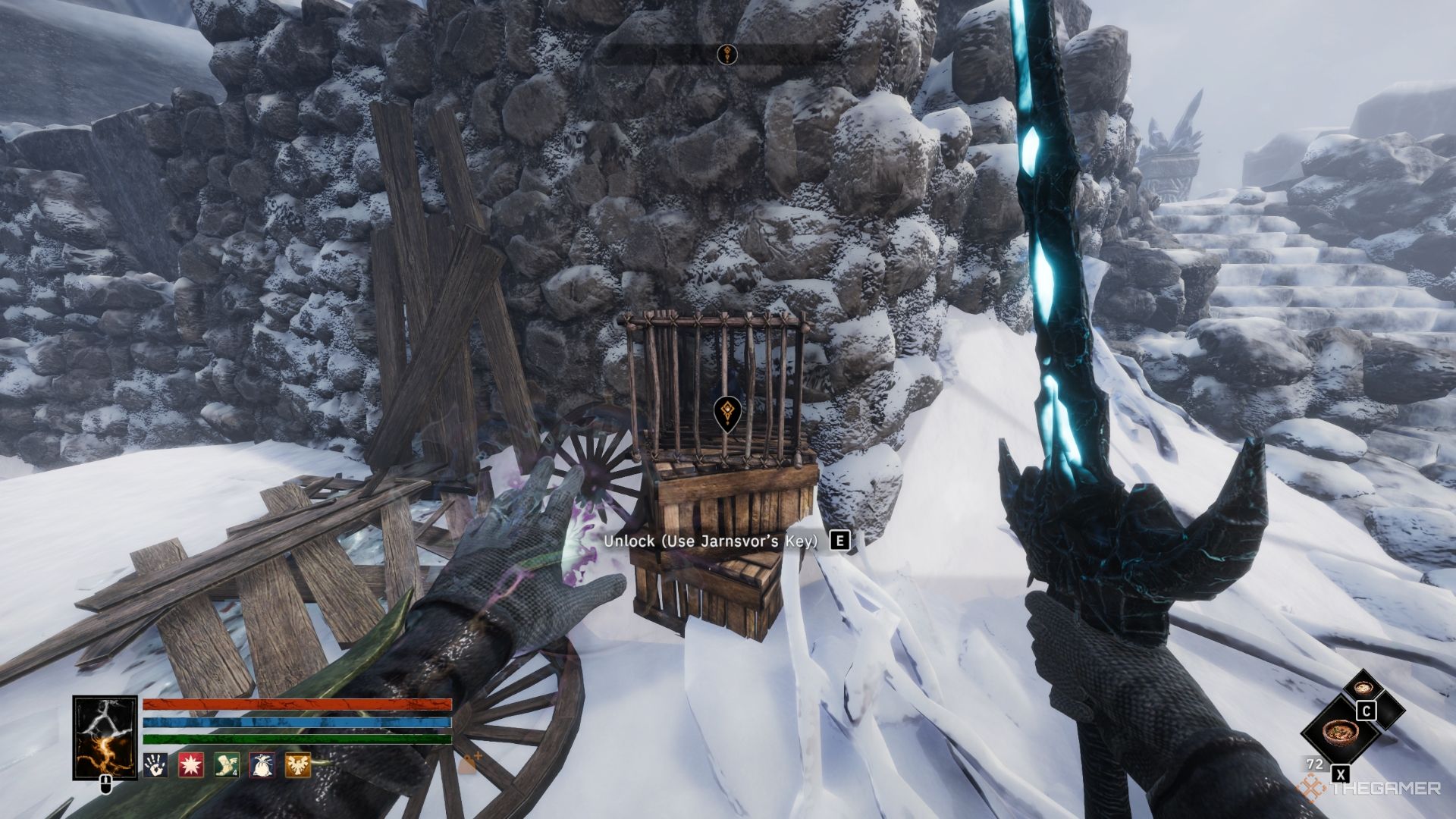 Player about to free the raven from his cage - Tainted Grail The Fall Of Avalon 