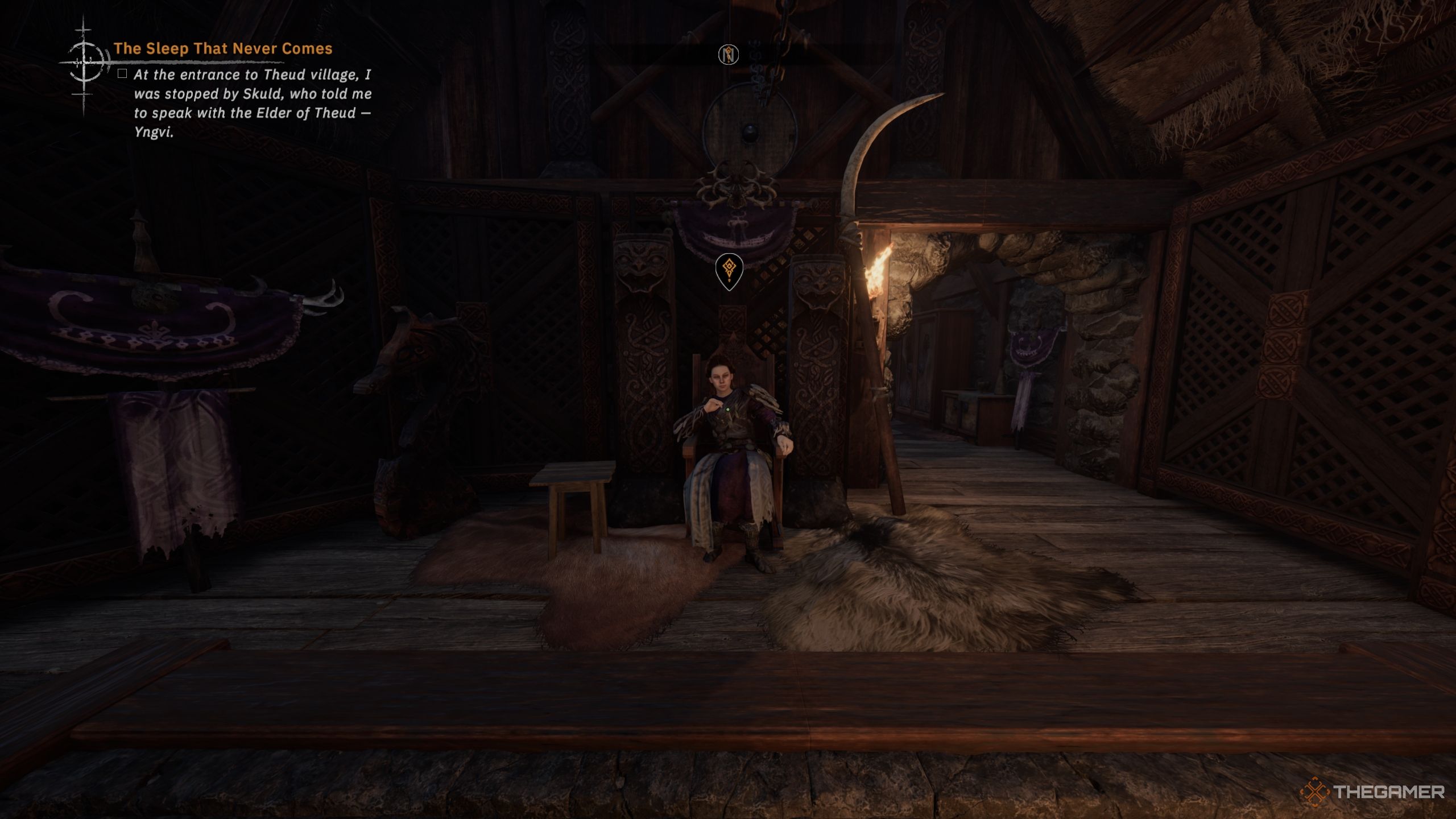 Player is standing in front of Yngvi  - Tainted Grail The Fall Of Avalon 