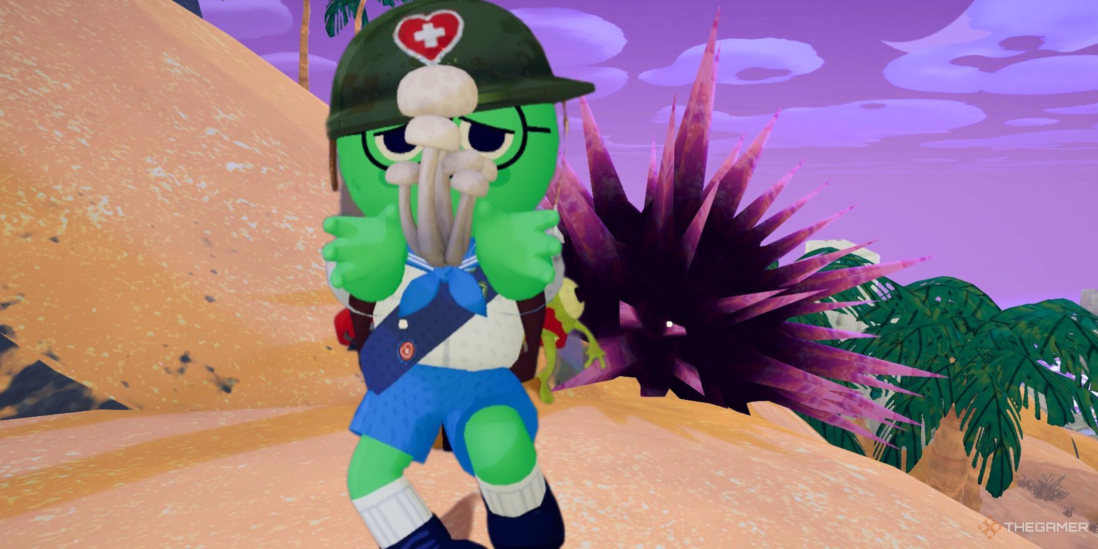 Player near an urhcin in Peak.
