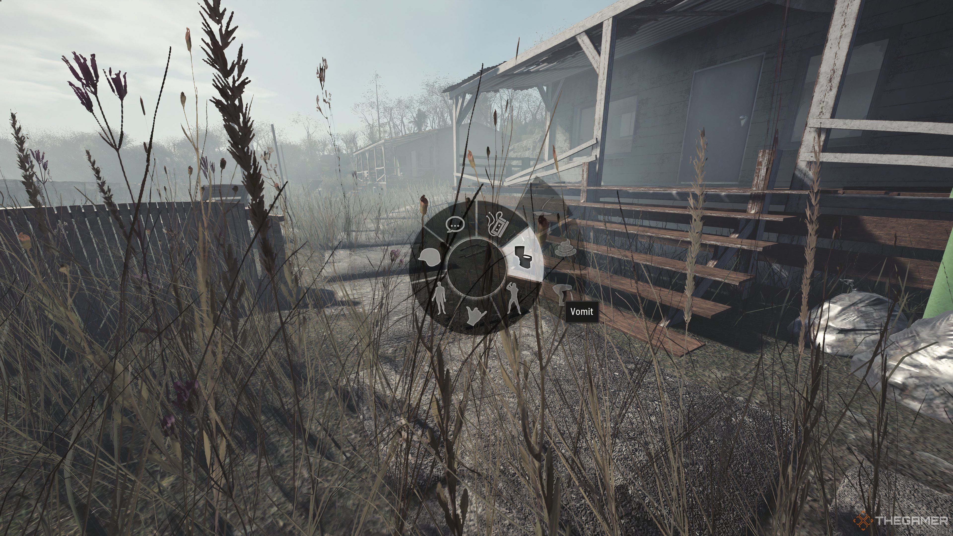 Radial wheel submenu for toilet and vomit function in SCUM.