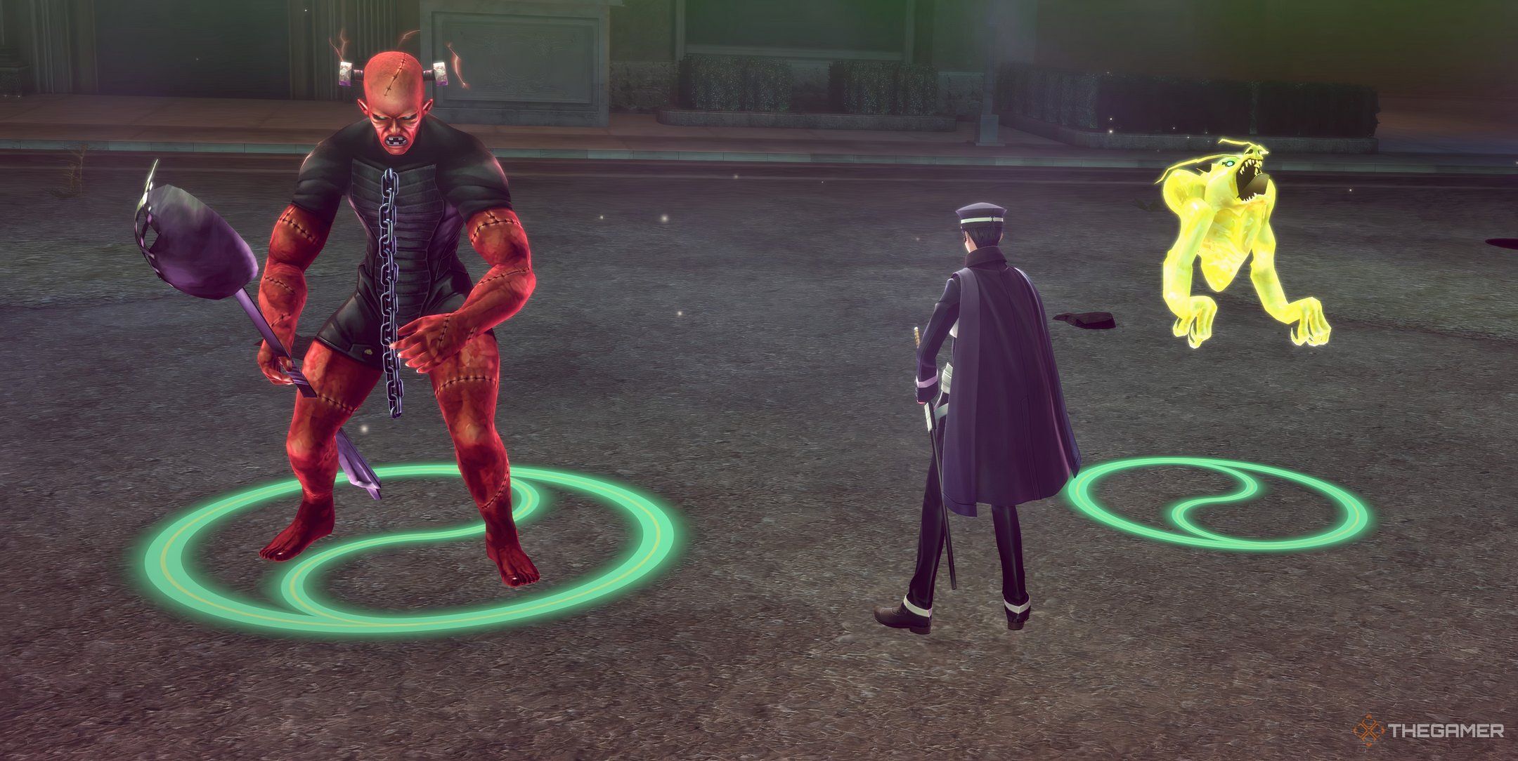 Raidou, Nezha, and Raiju after battle in Raidou Remastered The Mystery of the Soulless Army..