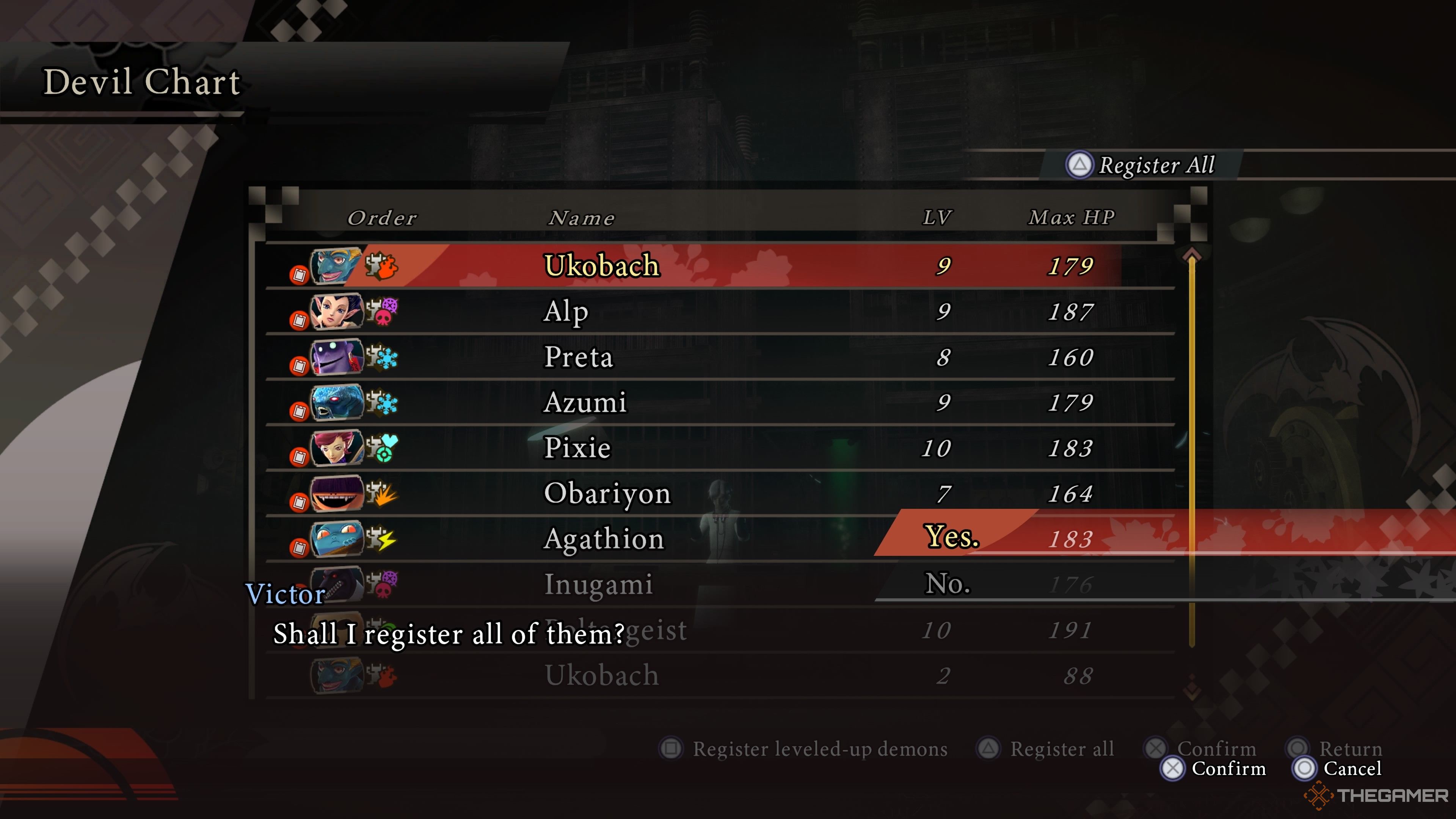 Registering devils in Raidou Remastered The Mystery of the Soulless Army.