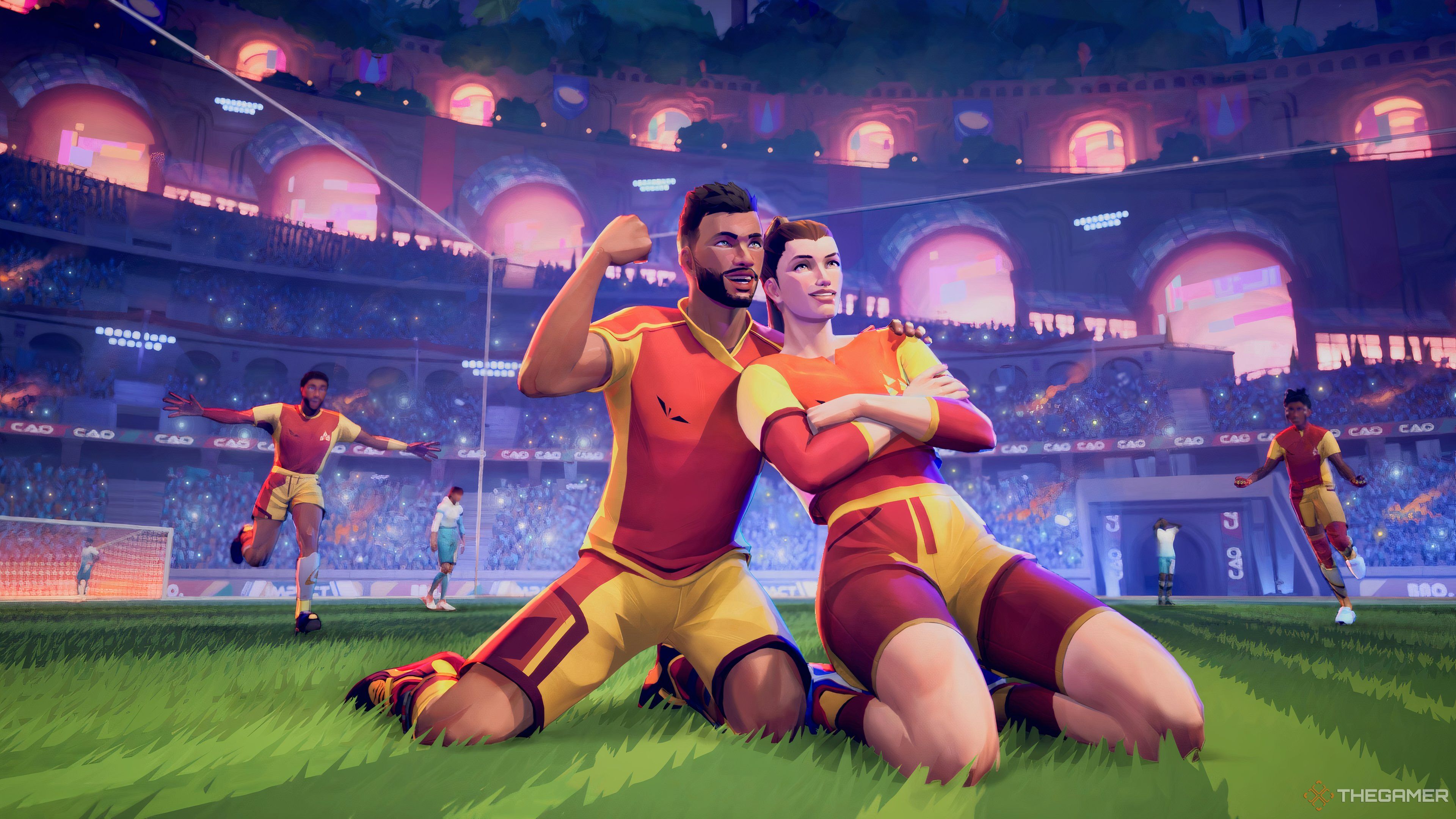 Celebrating a goal in Rematch.