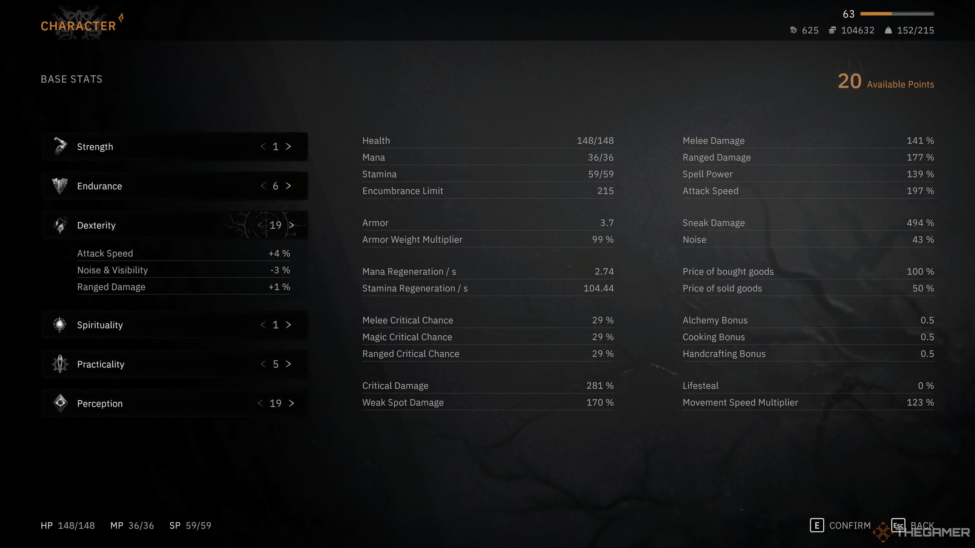 Rogue Stats in Tainted Grail Fall of Avalon.
