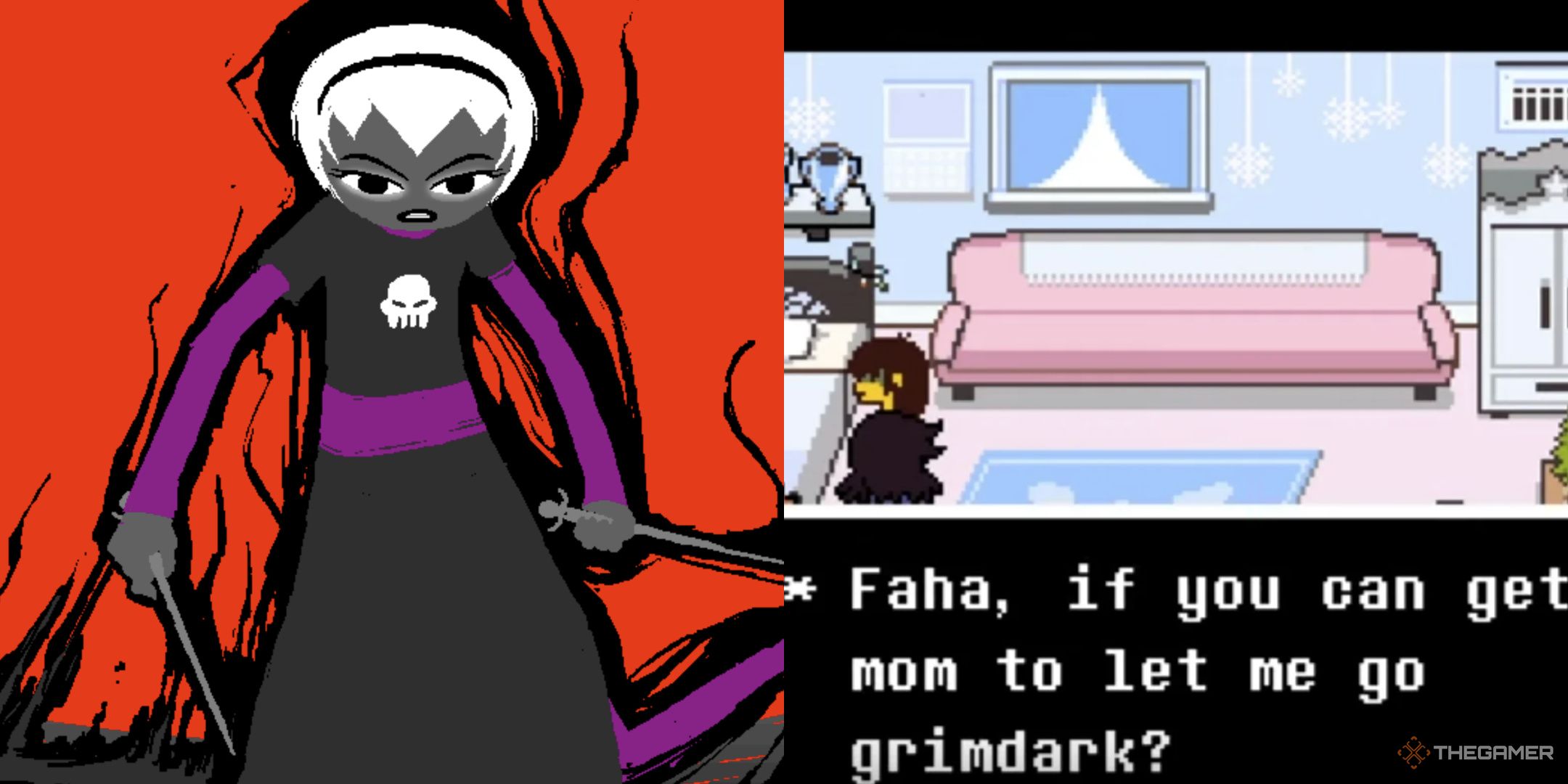 Rose going Grimdark and Noelle mentioning Grimdark in Deltarune.