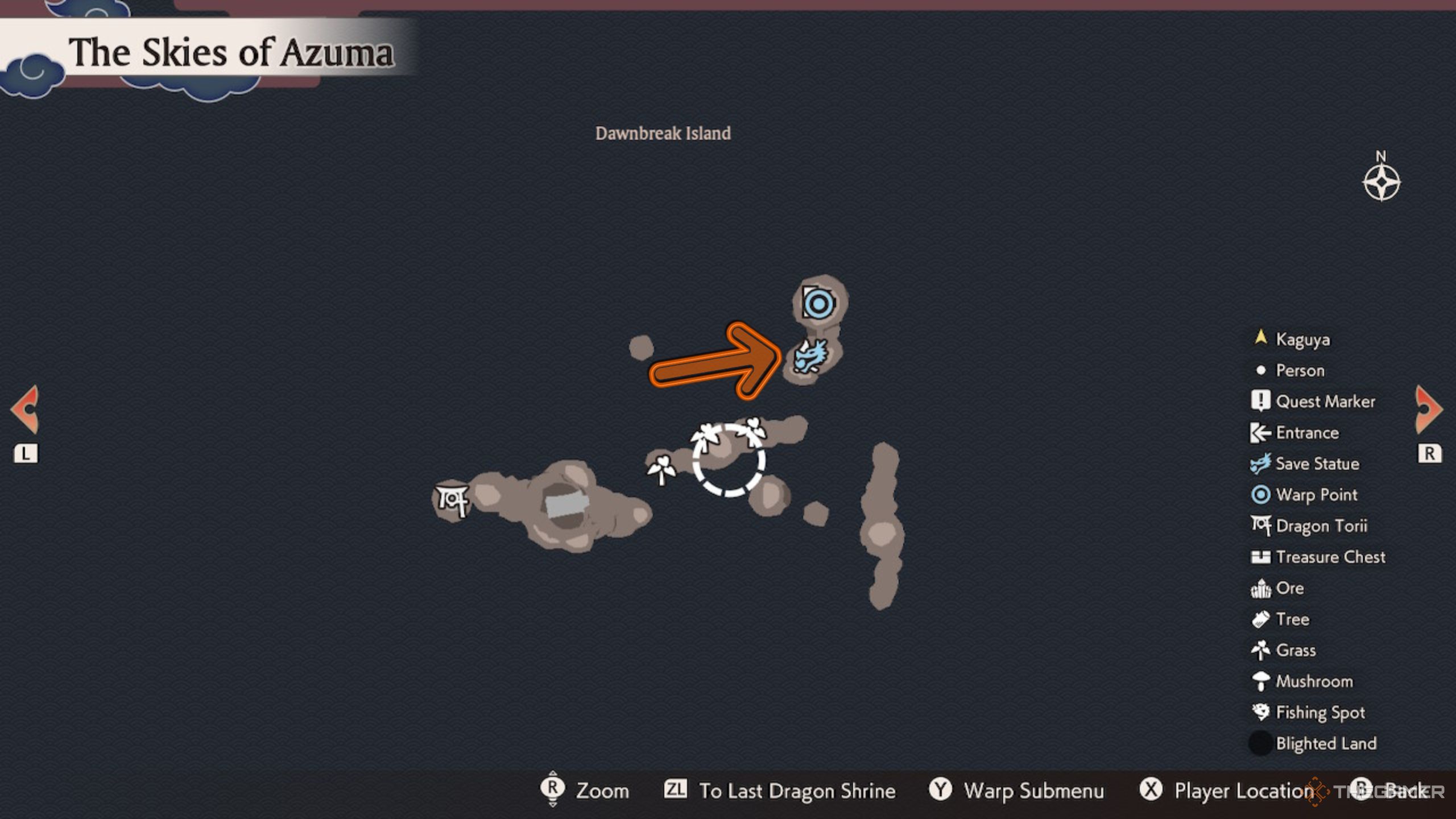 Rune Factory Guardians Of Azuma fifth onigiri spot location in Dawnbreak Island.