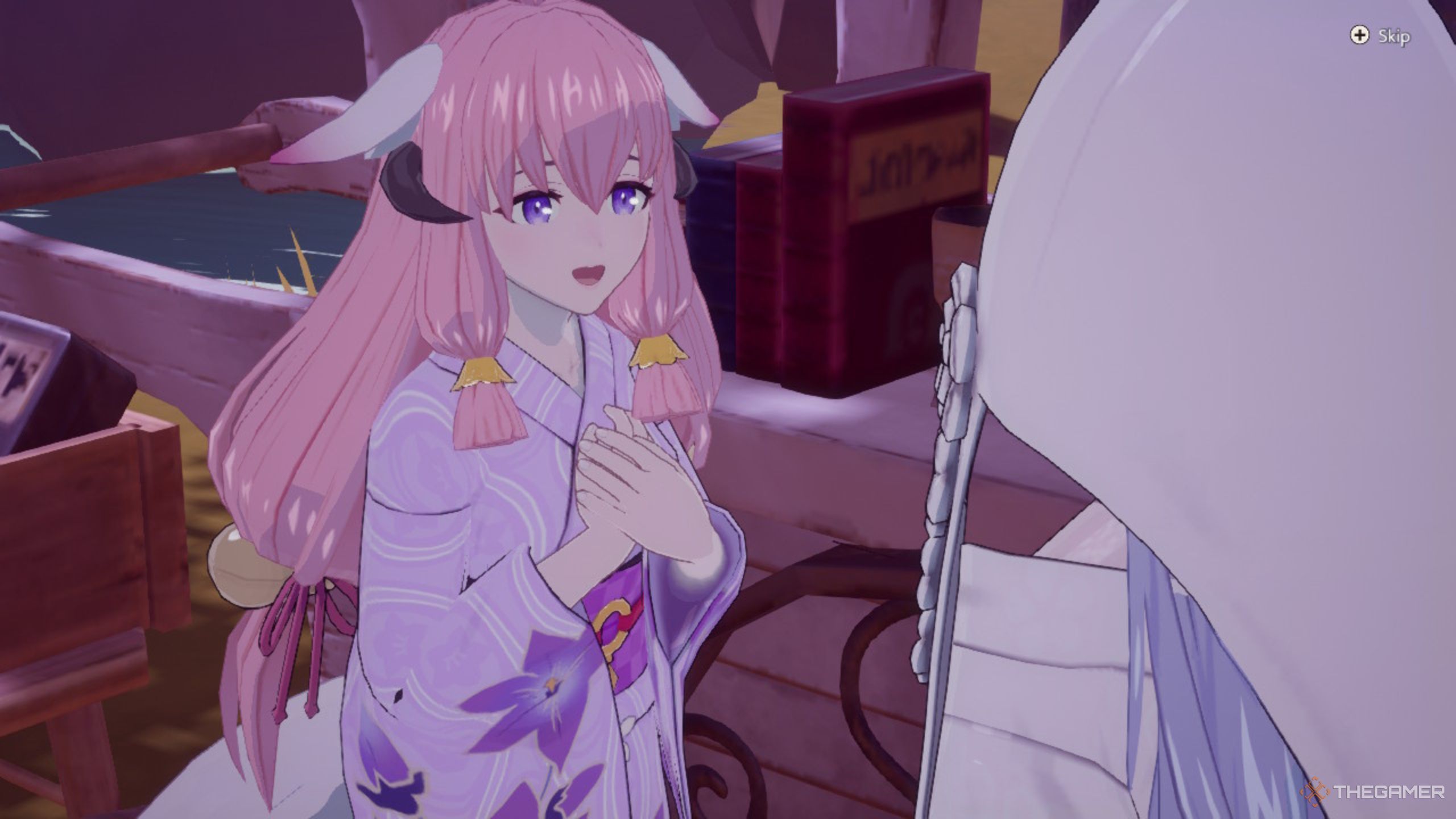 Rune Factory Guardians Of Azuma Hina happy while shopping.
