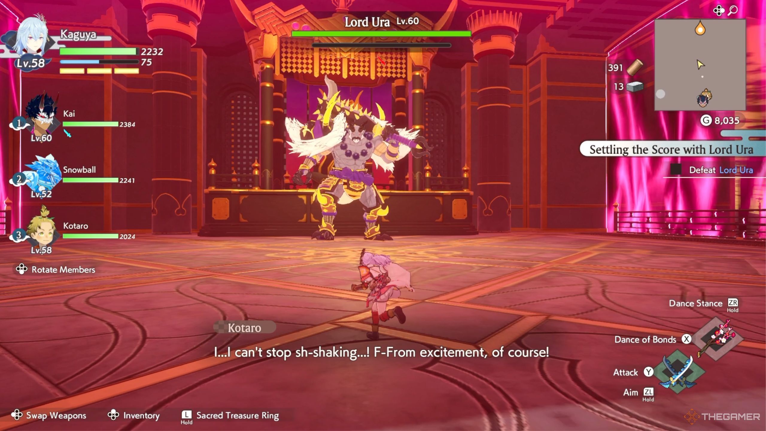 Rune Factory Guardians Of Azuma lord ura boss fight start.