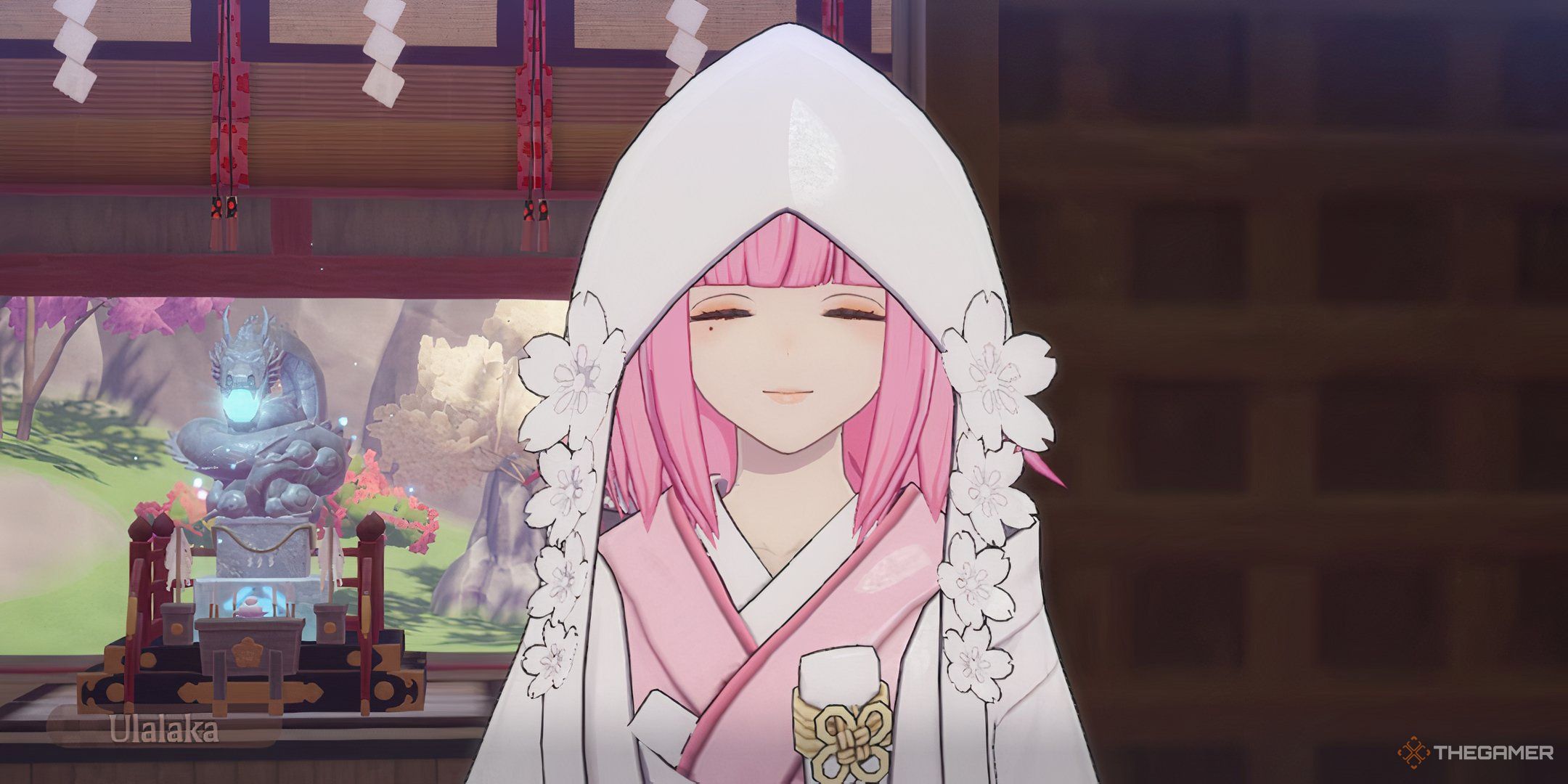 Rune Factory Guardians Of Azuma Ulalaka in wedding outfit.