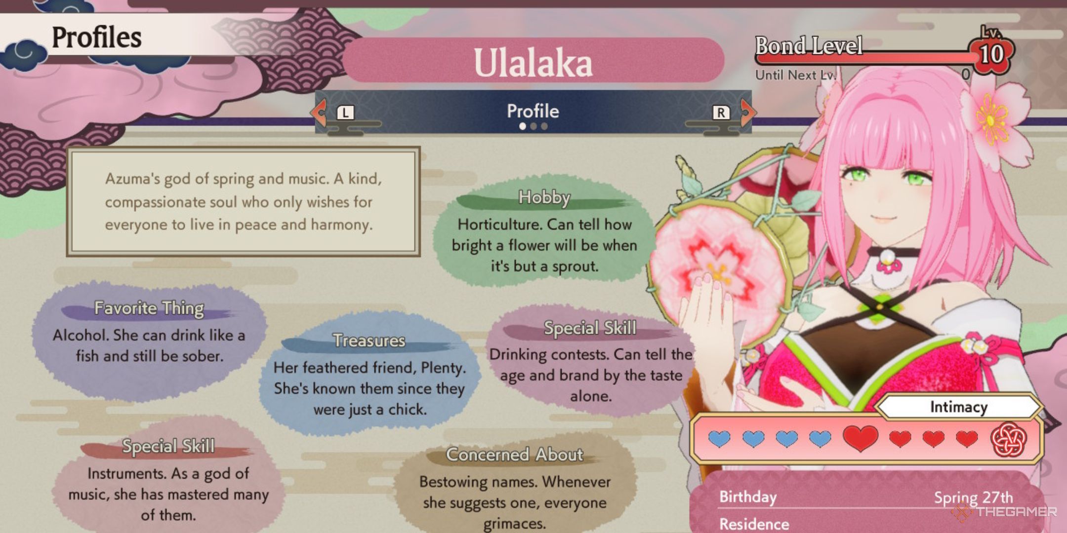 Rune Factory Guardians Of Azuma Ulalaka profile after marriage.