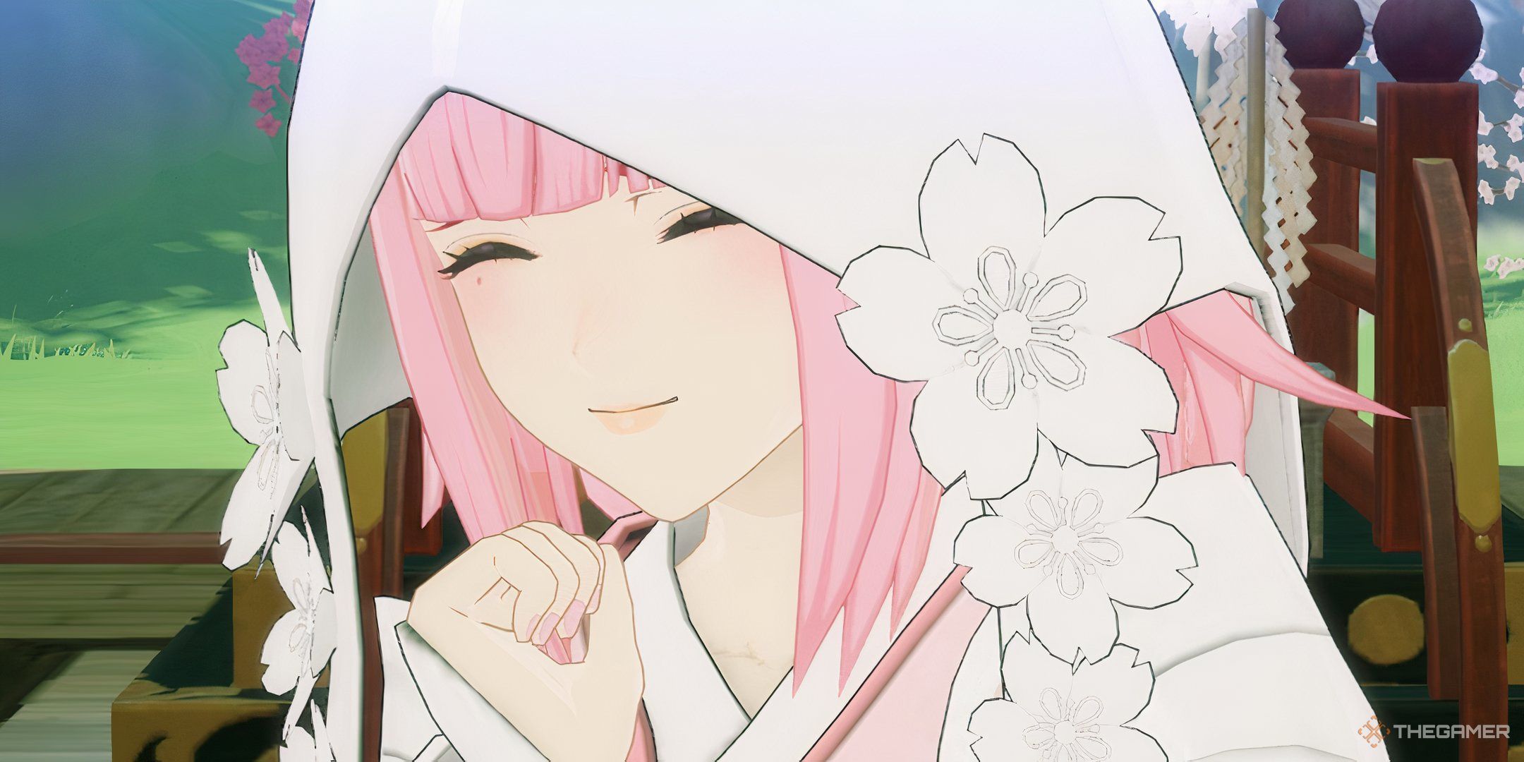 Rune Factory Guardians Of Azuma Ulalaka smiling in marriage attire.