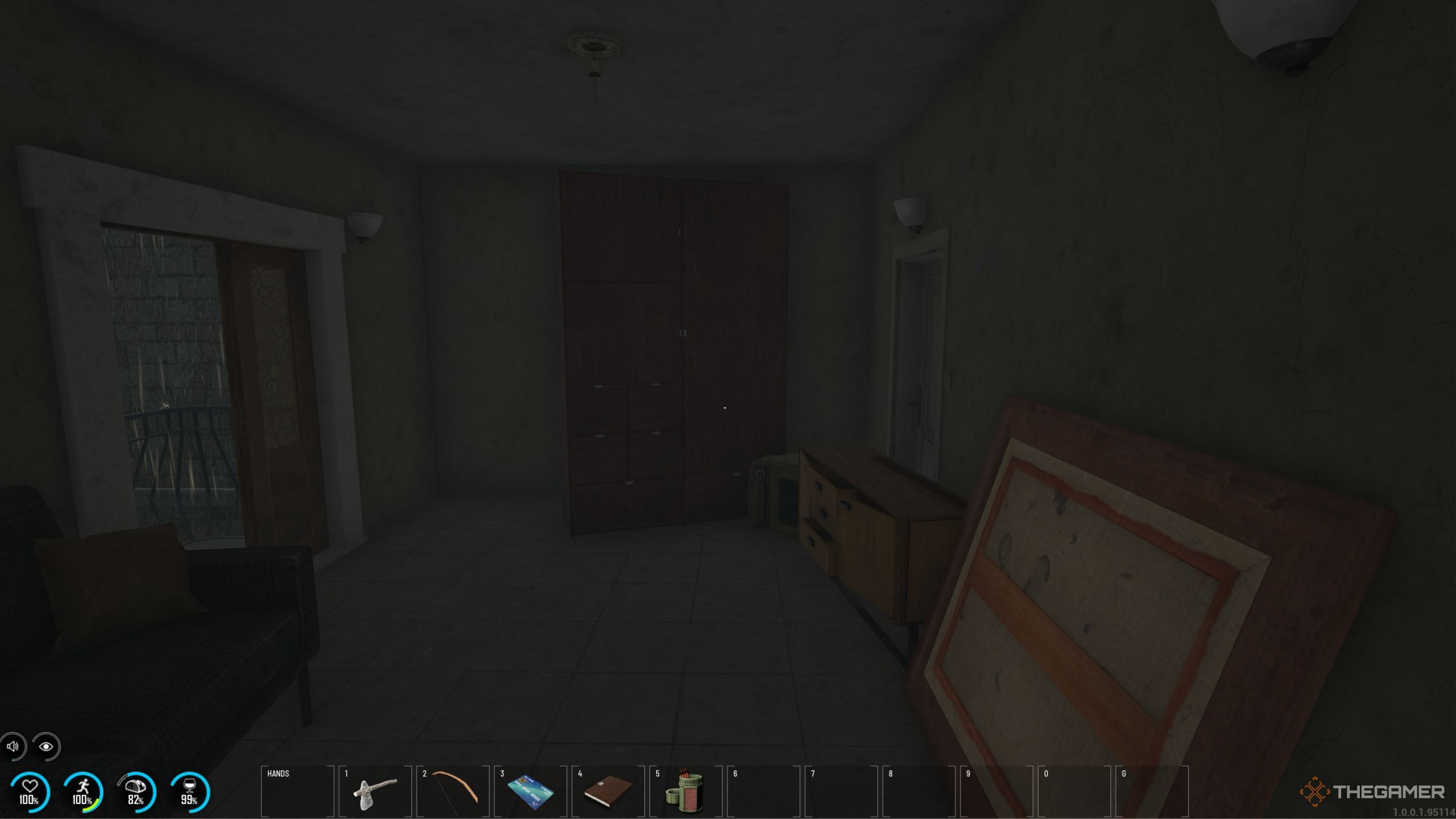 Scum looking at a cupboard you can loot.