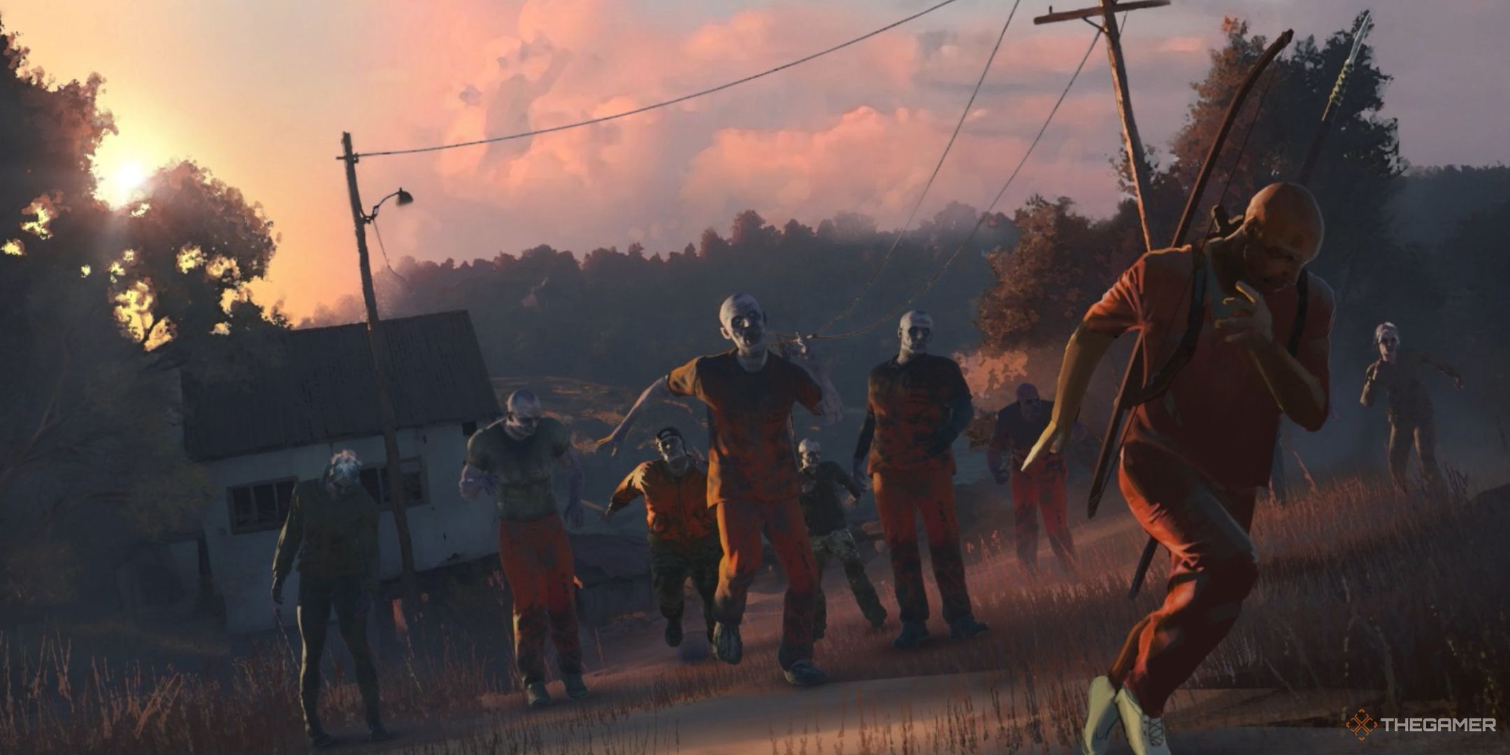 a prisoner flees from a swarm of puppets in the intro to SCUM.