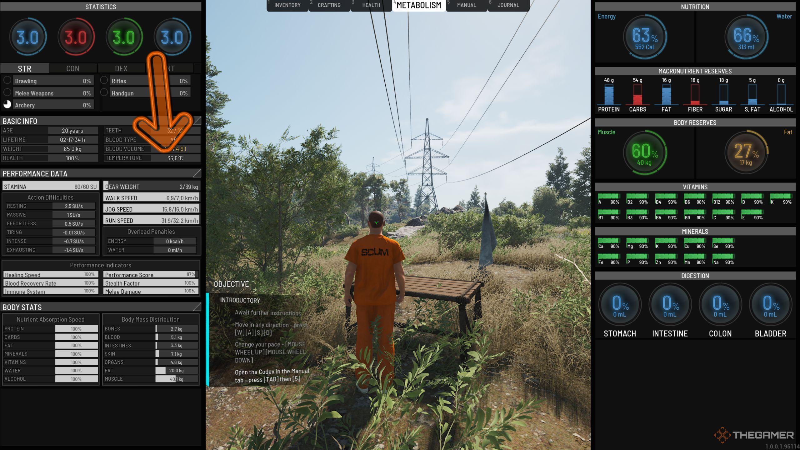 Scum showing the temperature stat.