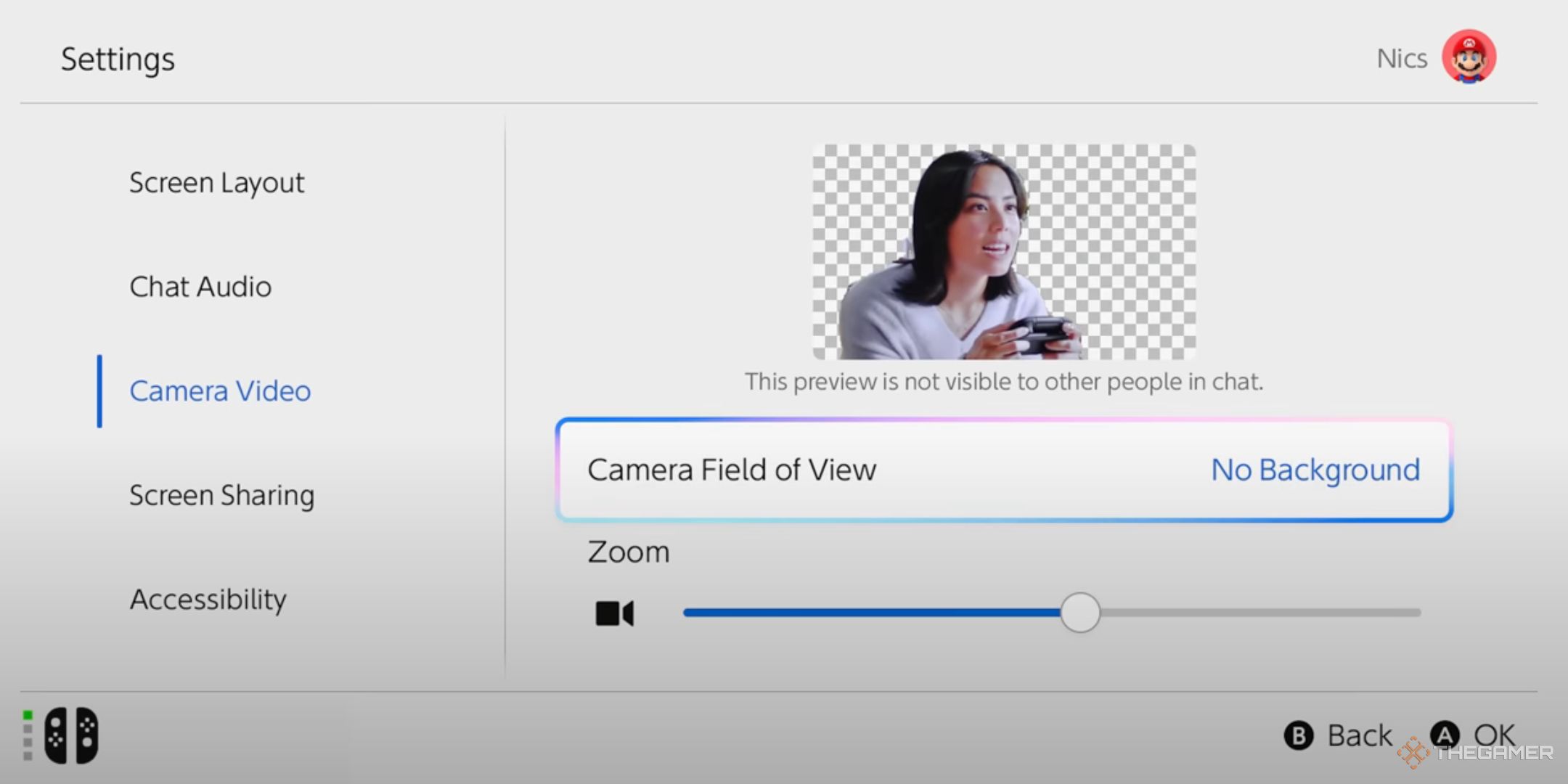 Selecting the background in the GameChat video.