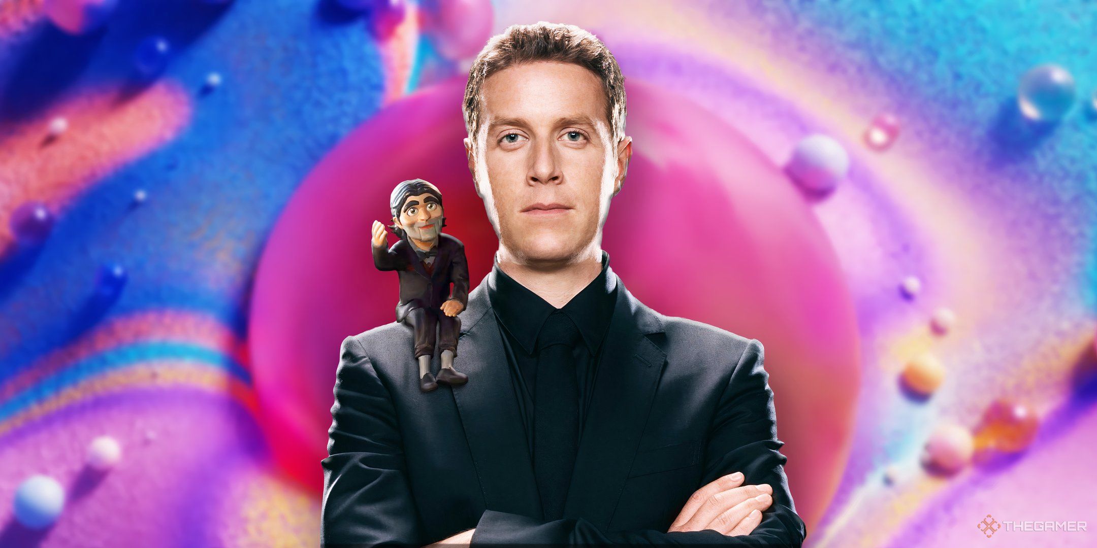 Geoff Keighley with Dollman for a Summer Game Fest image.
