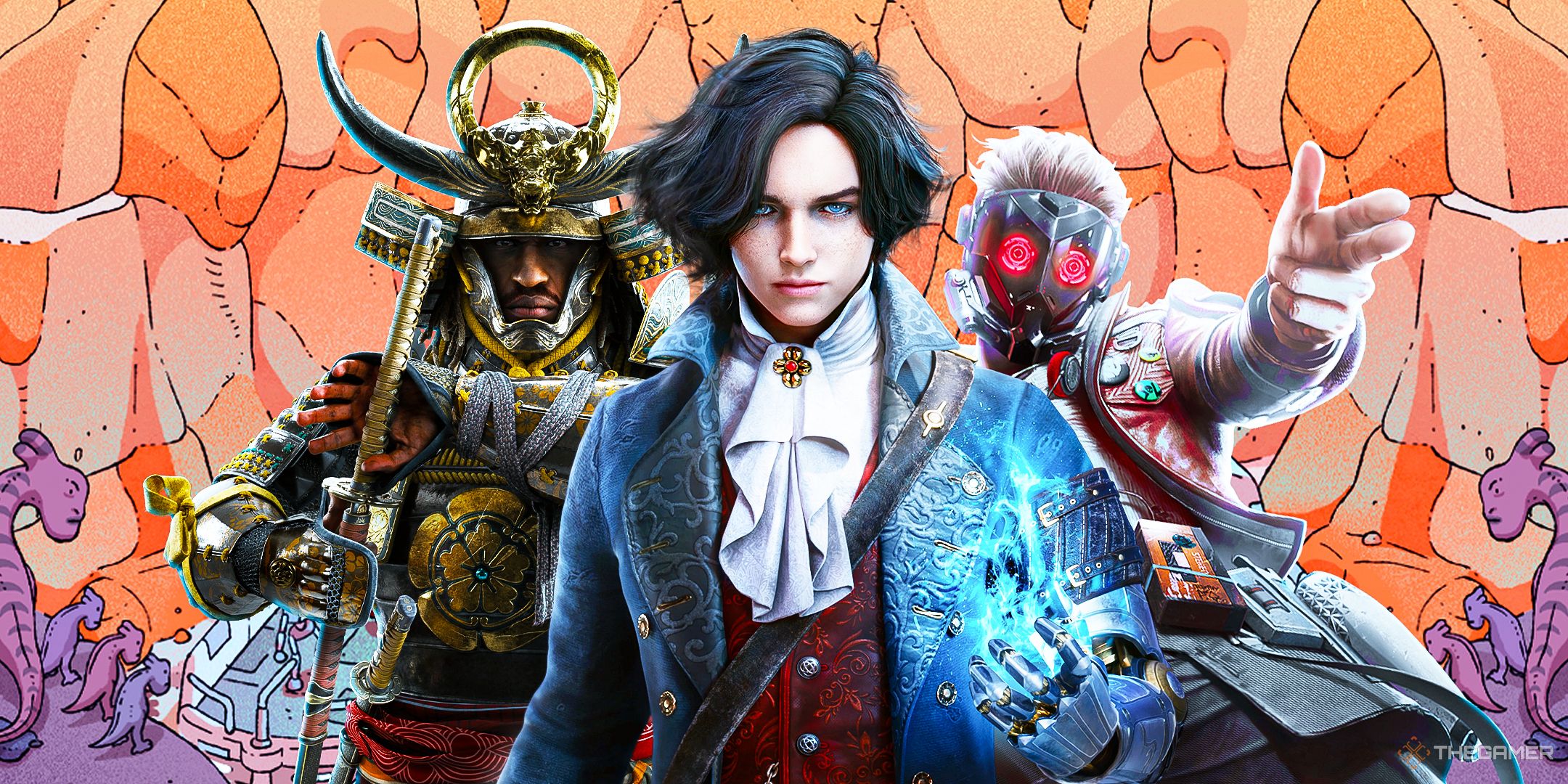 Characters from Assassin's Creed Shadows, Lies of P, and Guardians of the Galaxy.