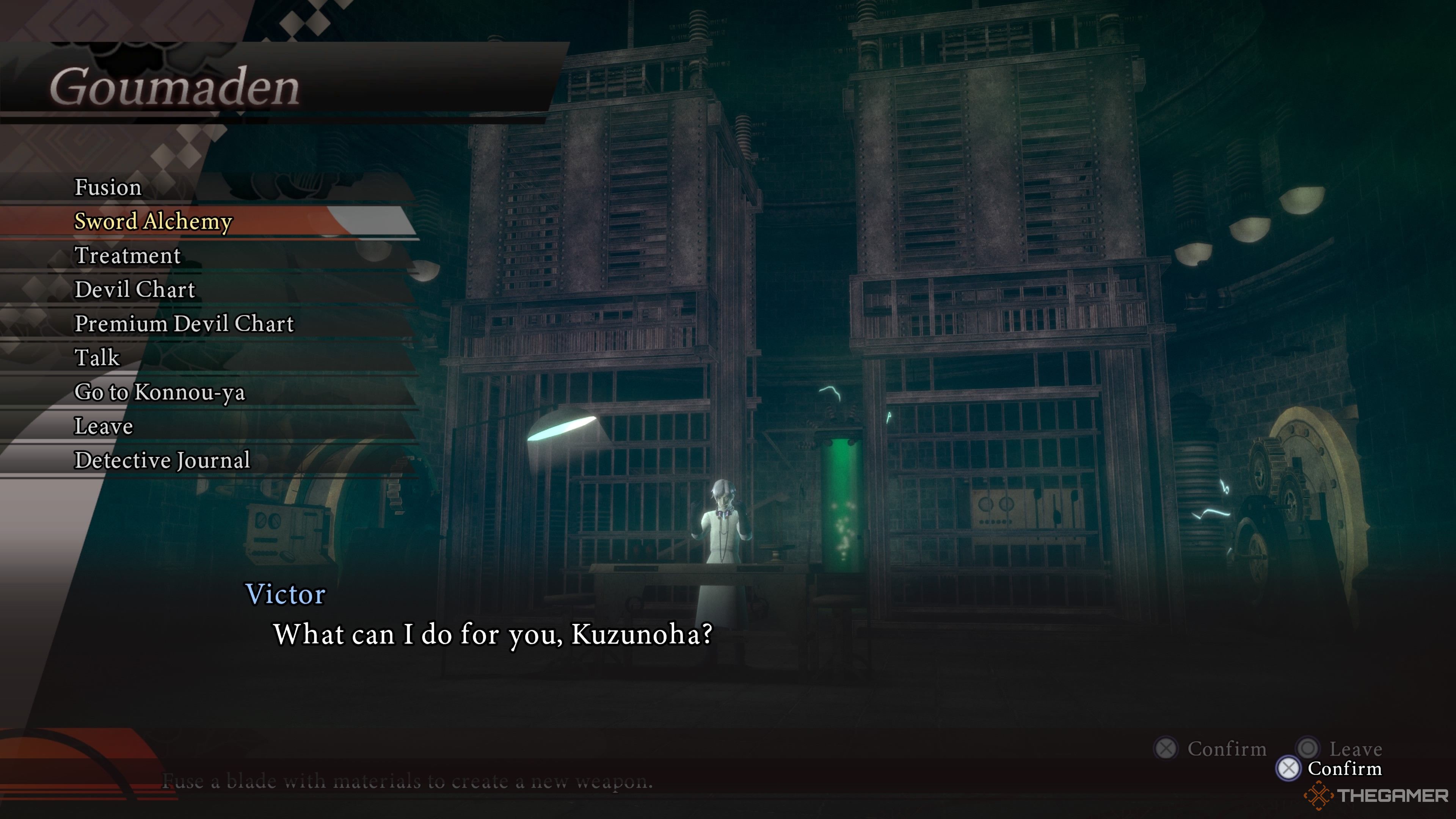 Sword Alchemy at the Goumaden in Raidou Remastered The Mystery of the Soulless Army
