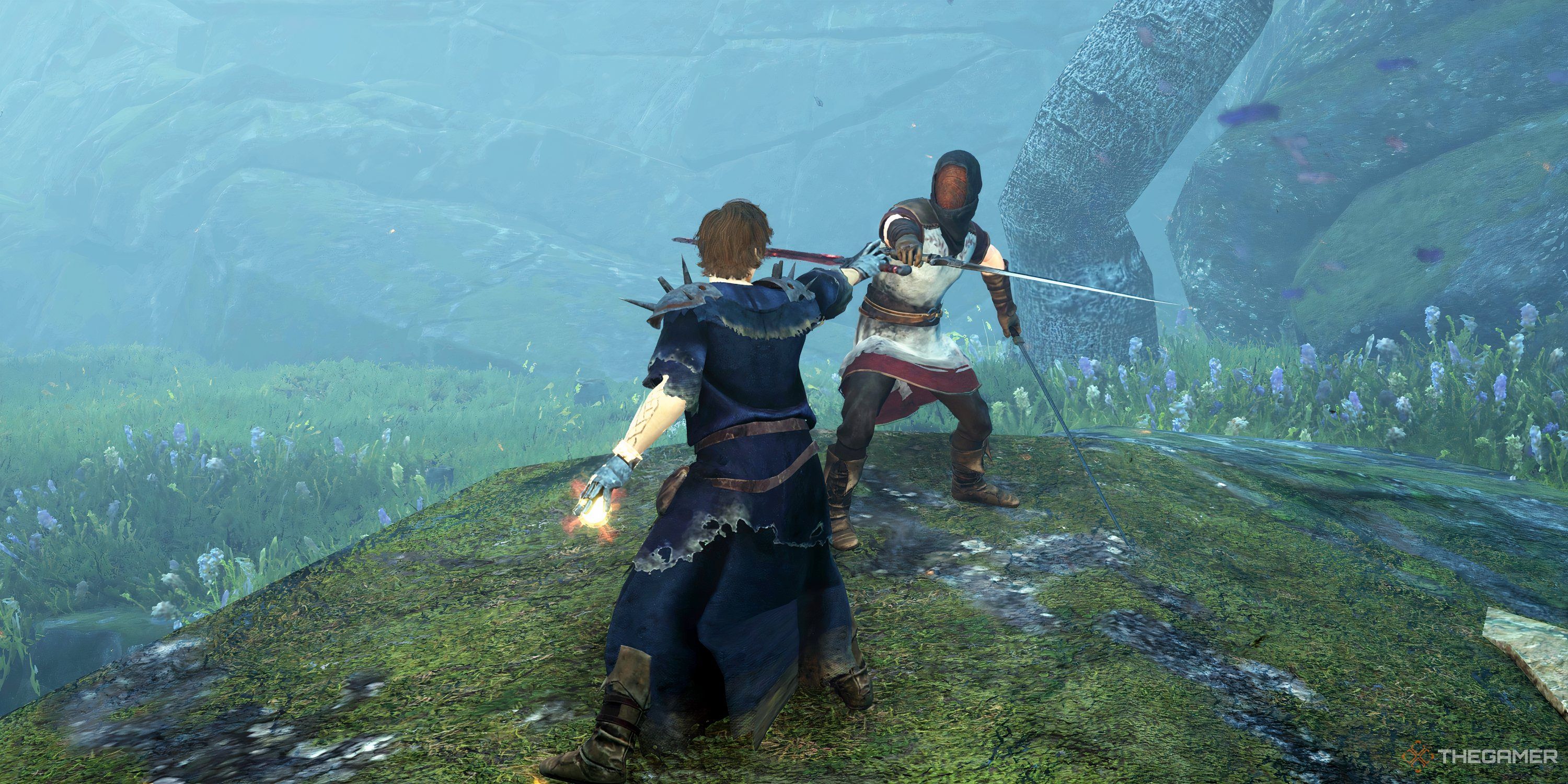 The main character fighting in Tainted Grail: The Fall Of Avalon.