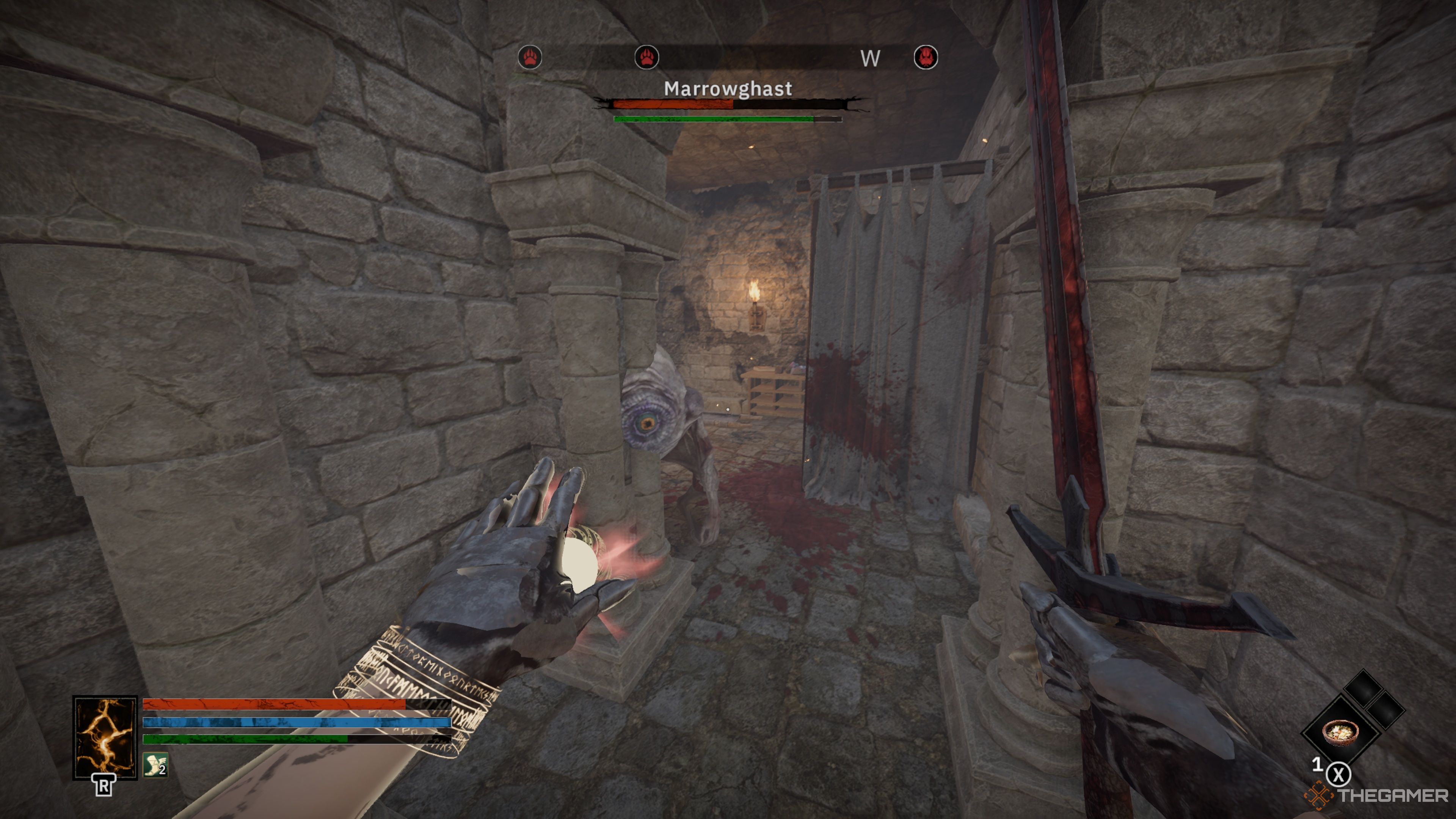 A Marrowghast in a hallway in Tainted Grail: The Fall Of Avalon.