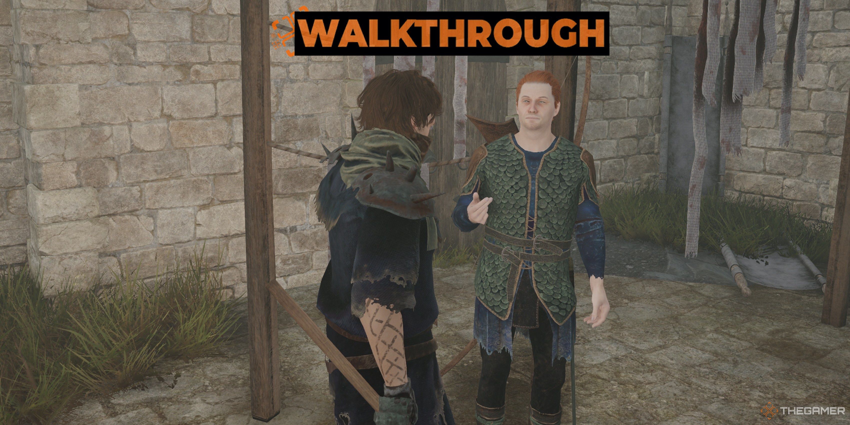 Speaking to Lanzo about the Pain Relief quest in Tainted Grail: Fall of Avalon.
