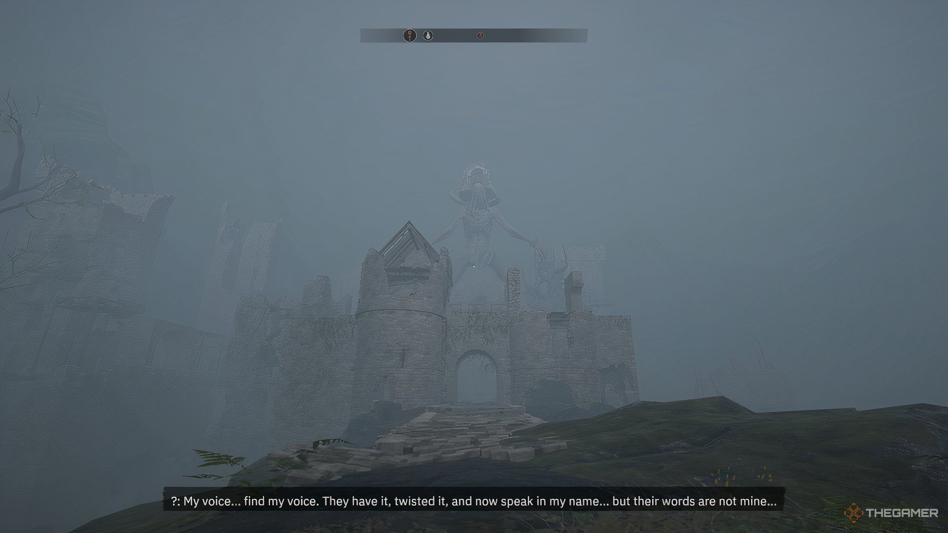 A mysterious voice speaking to you in the Corrupted Temple.