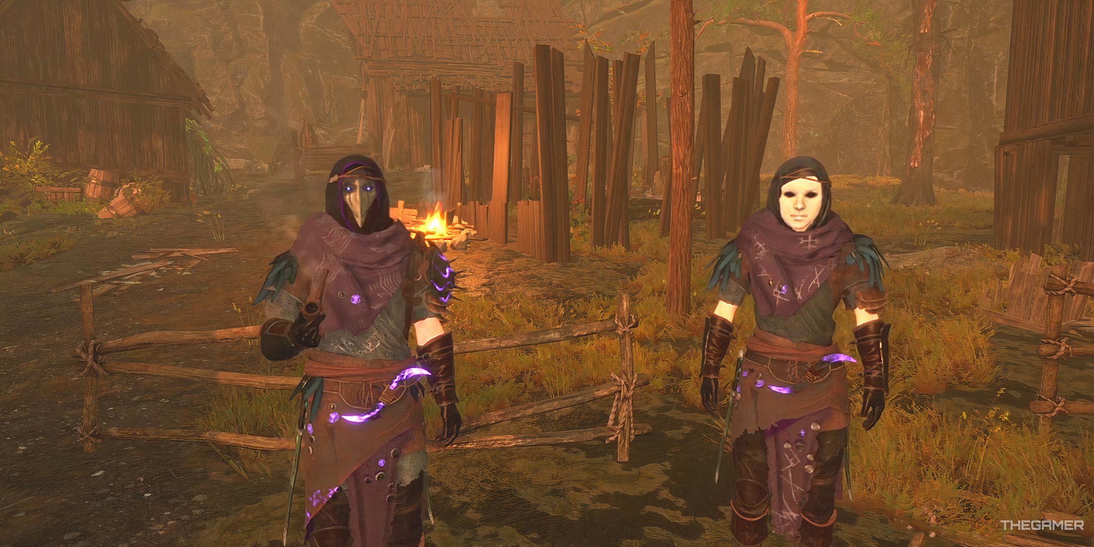 Luth and another crow standing by a campfire.