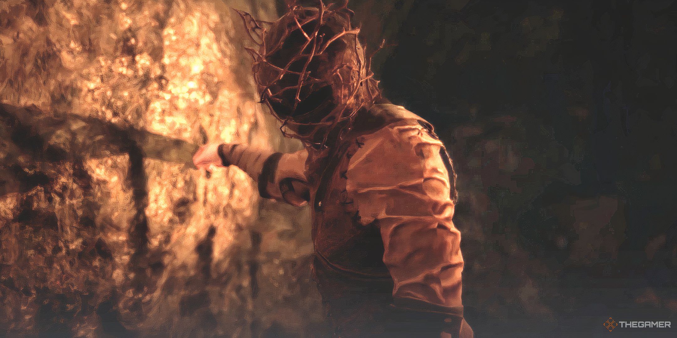 The Frantic Berserker hitting a wall while wearing a thorn helmet.