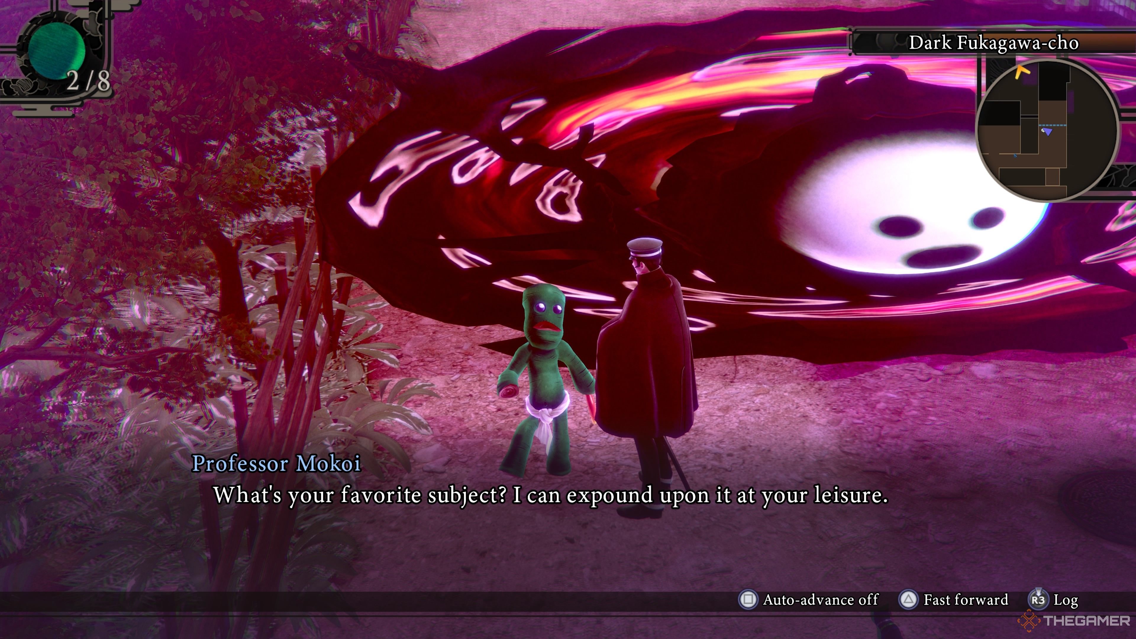 Talking to the Mokoi near the nethergate in Dark Fukugawa-cho in Raidou Remastered The Mystery Of The Soulless Army.