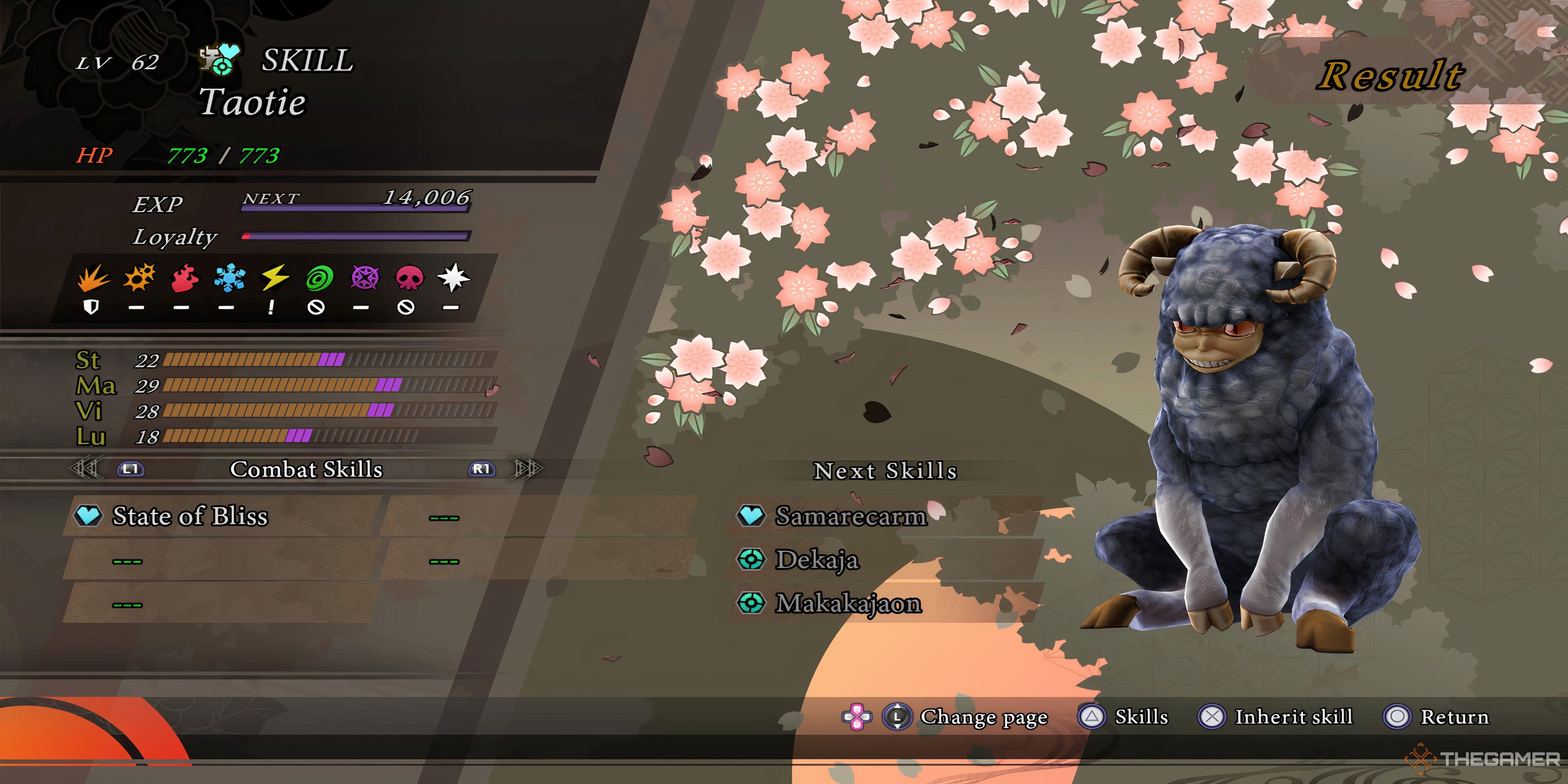 Taotie demon screen and stats from raidou remastered.