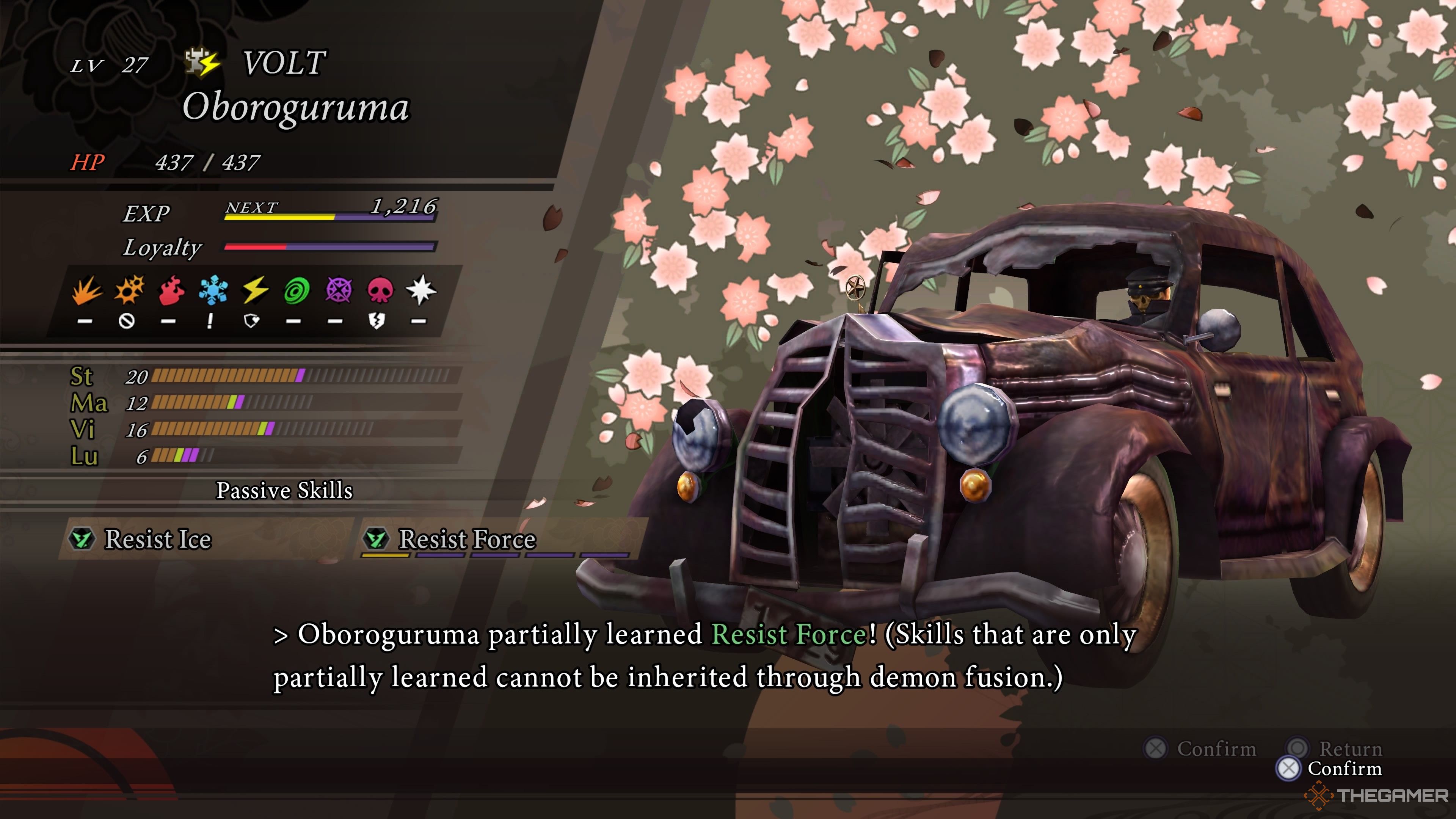 Teaching Resist Force to Oboroguruma in Raidou Remastered The Mystery of the Soulless Army.
