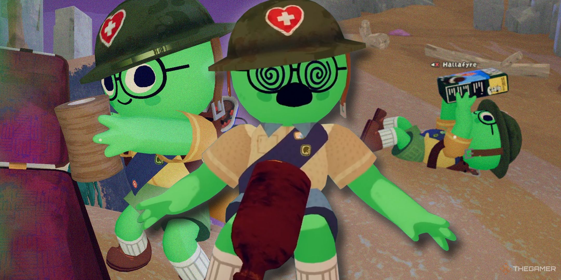 TG Peak Chracter With Bandages, lying down with cookies, and unconscious.