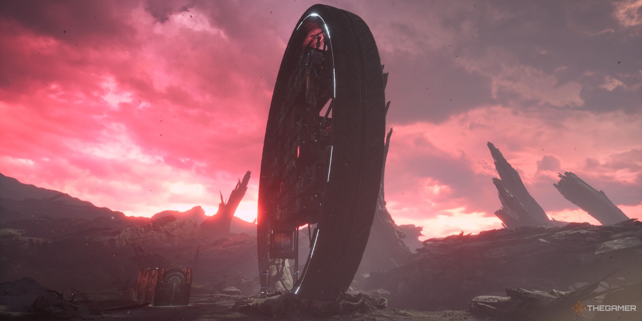 the mobile base as the sun is about to rise in the alters.
