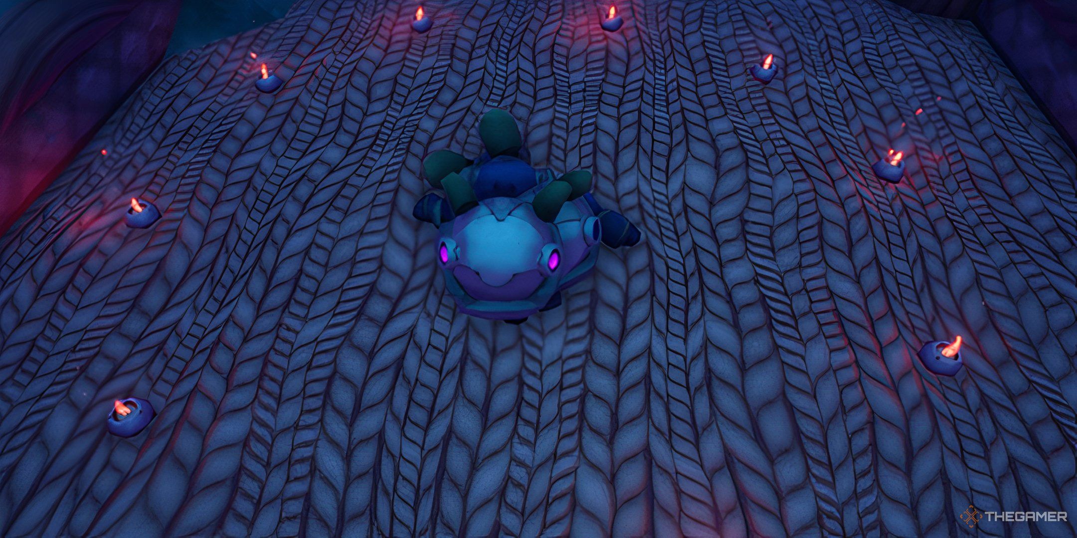 The Galdur Pup Pet Surrounded By Candles In Palia.
