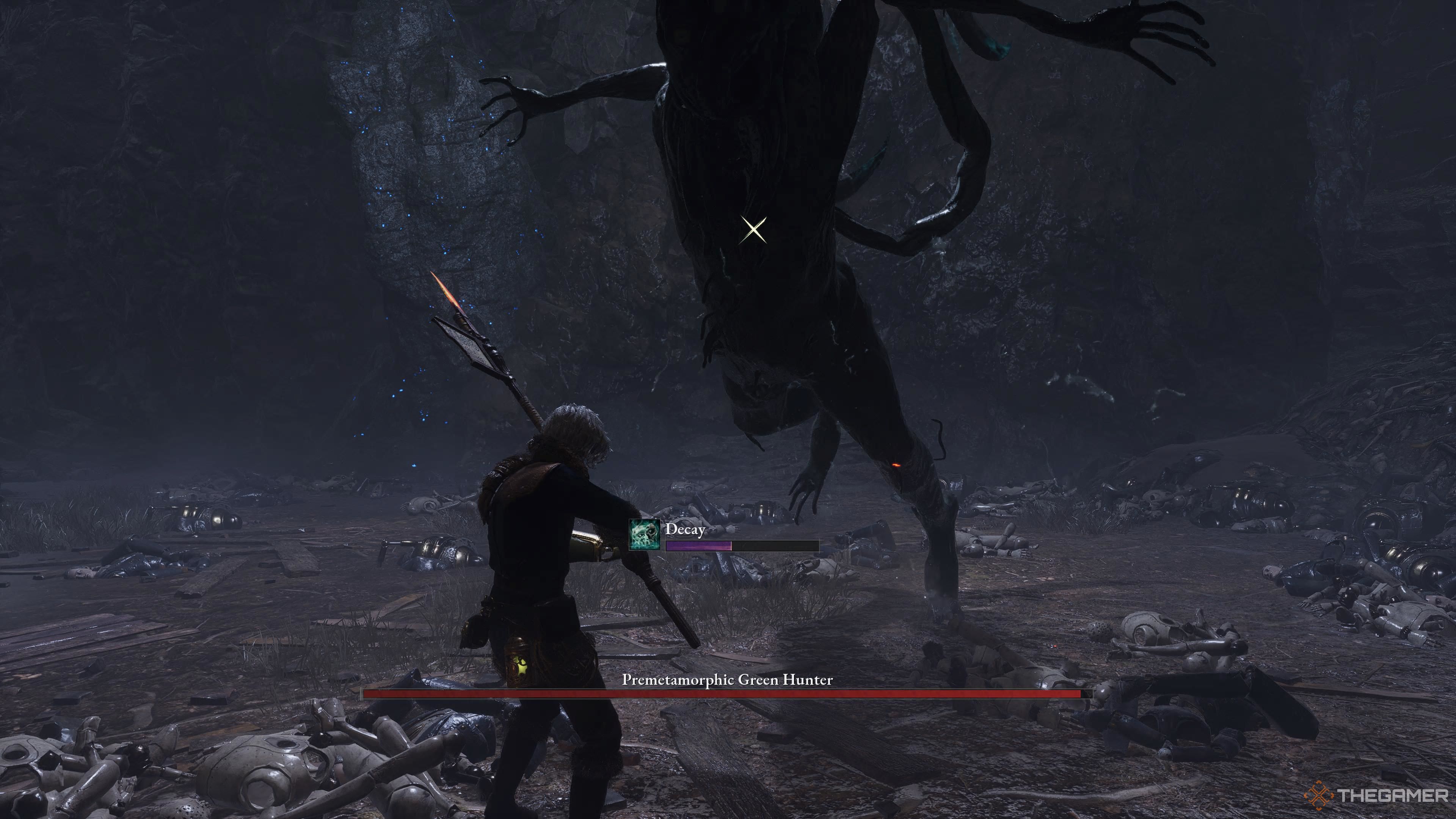 The Green Hunter lunging at P in the Lies Of P Overture.