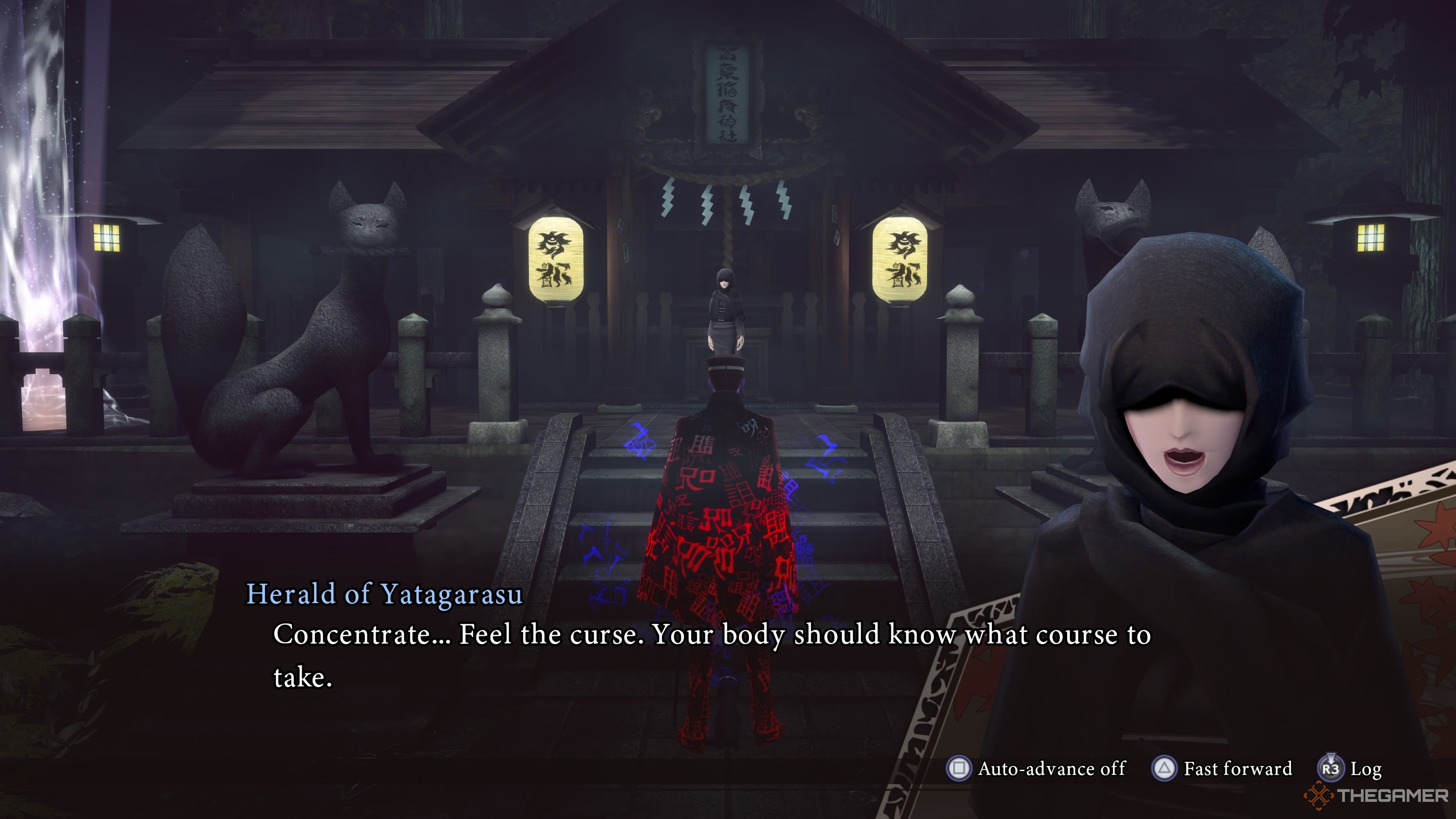 The Herald of Yatagarasu talking to Raidou about the curse in Raidou Remastered The Mystery of the Soulless Army.