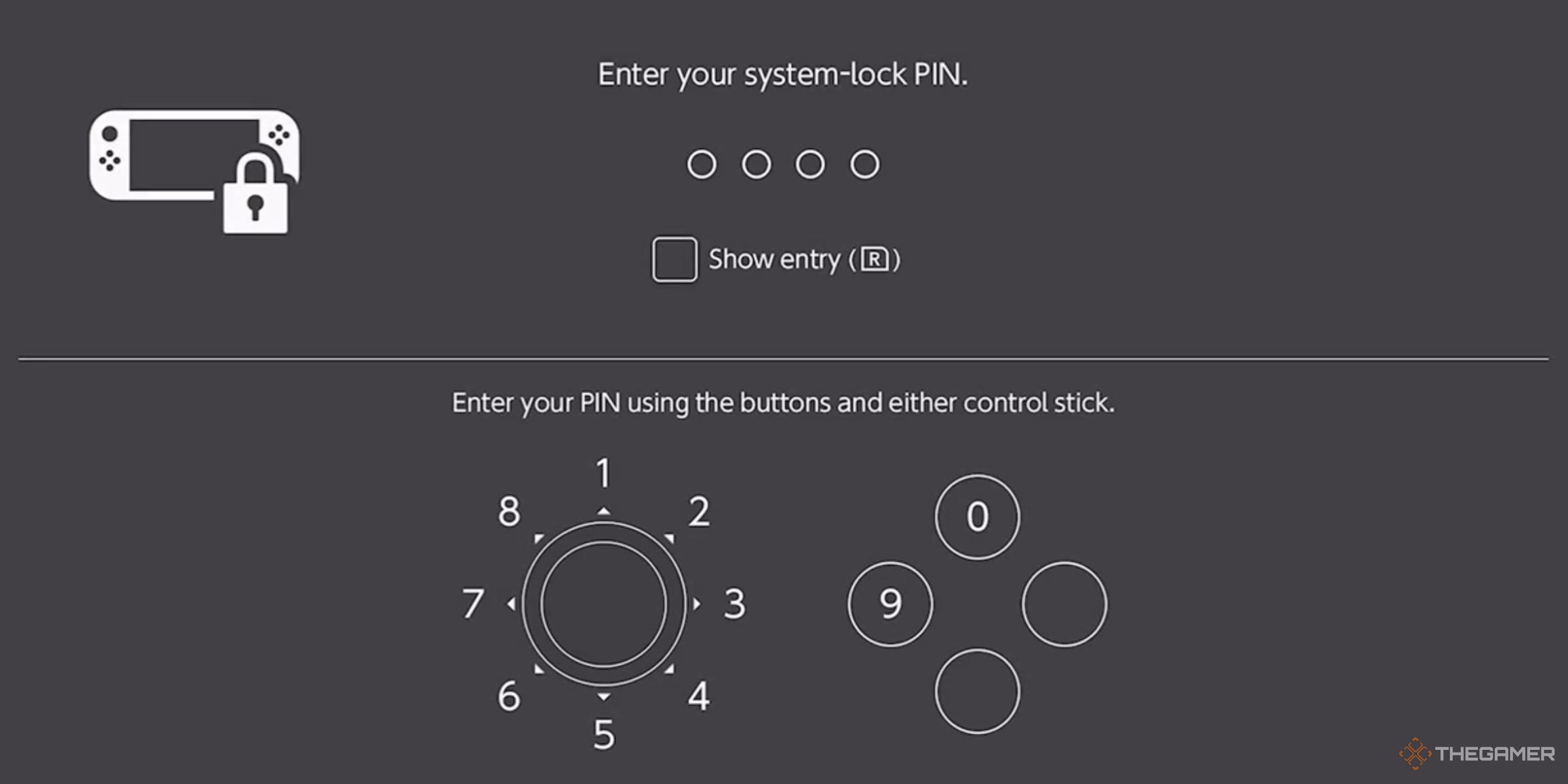 The pin entry screen on the Nintendo Switch 2's Lock Screen.