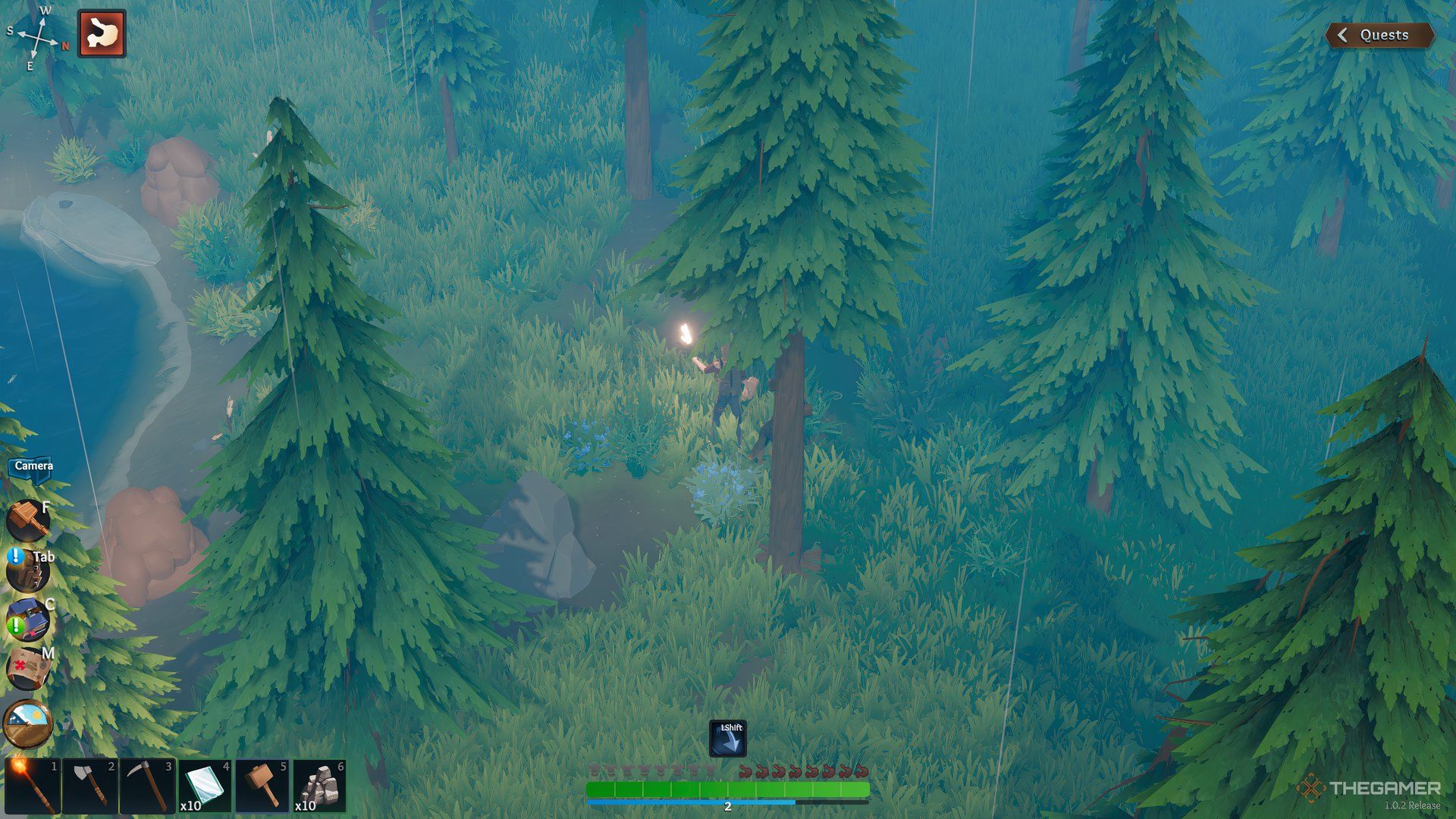The player is near Blueberry Bushes in Len's Island.