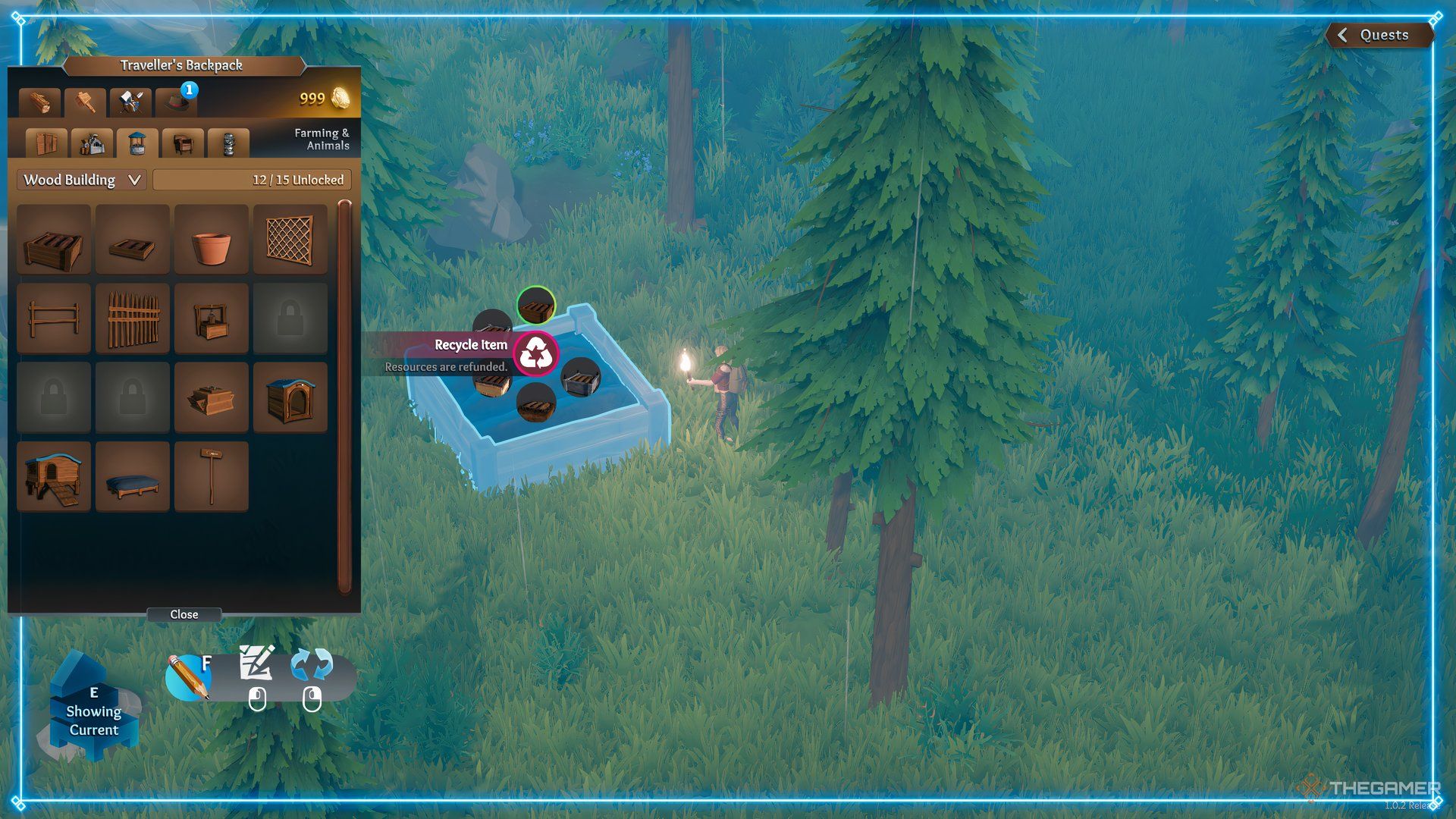 The recycle button is shown in Len's Island.