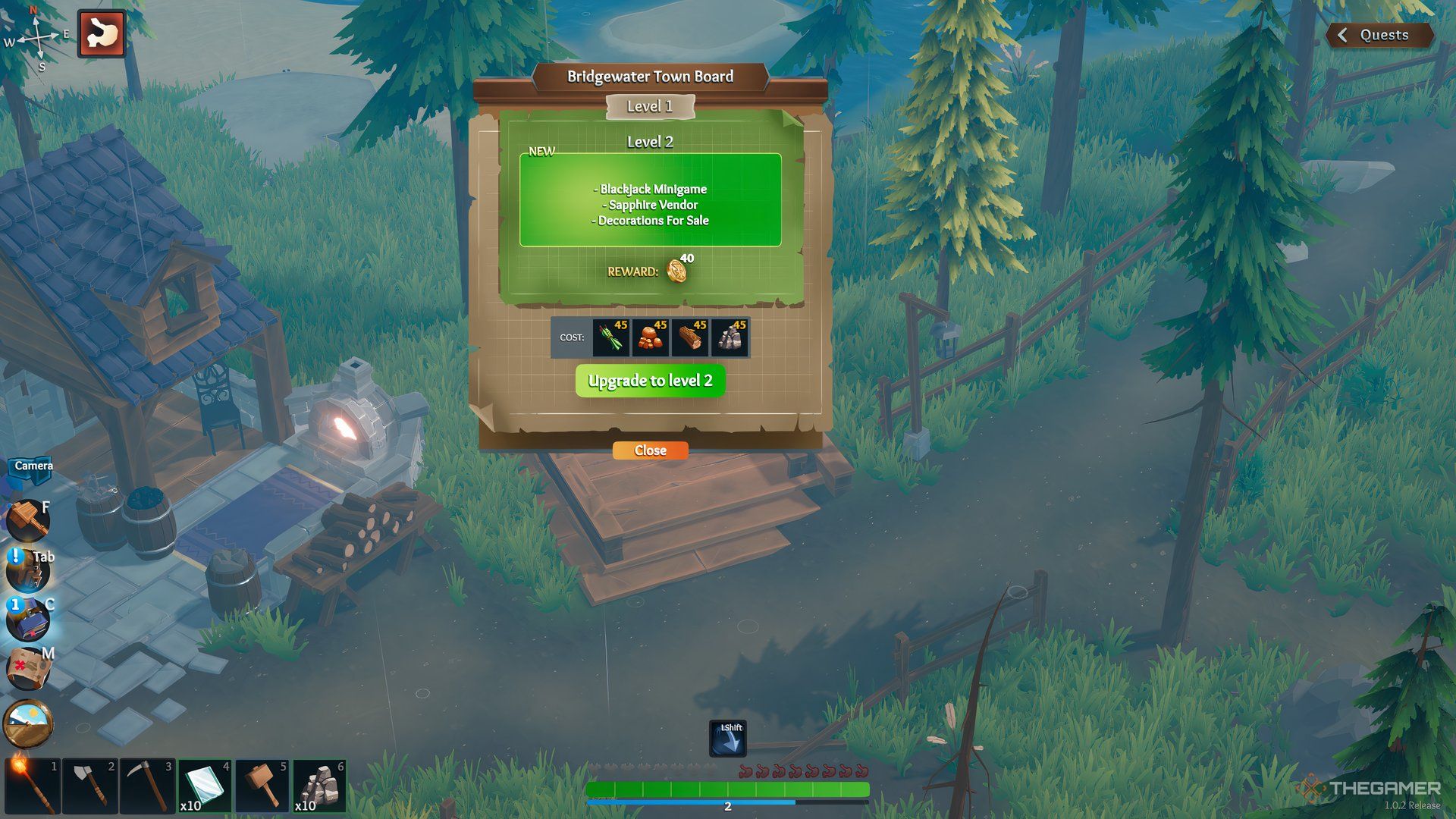 The resources required to upgrade the town are shown in Len's Island.